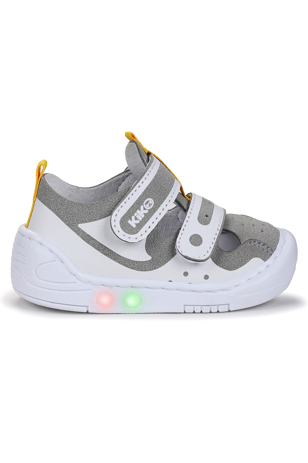 Nera Cırtlı Işıklı Erkek Bebek Yürüyüş Spor Ayakkabı Gri - Sarı - Görsel 2