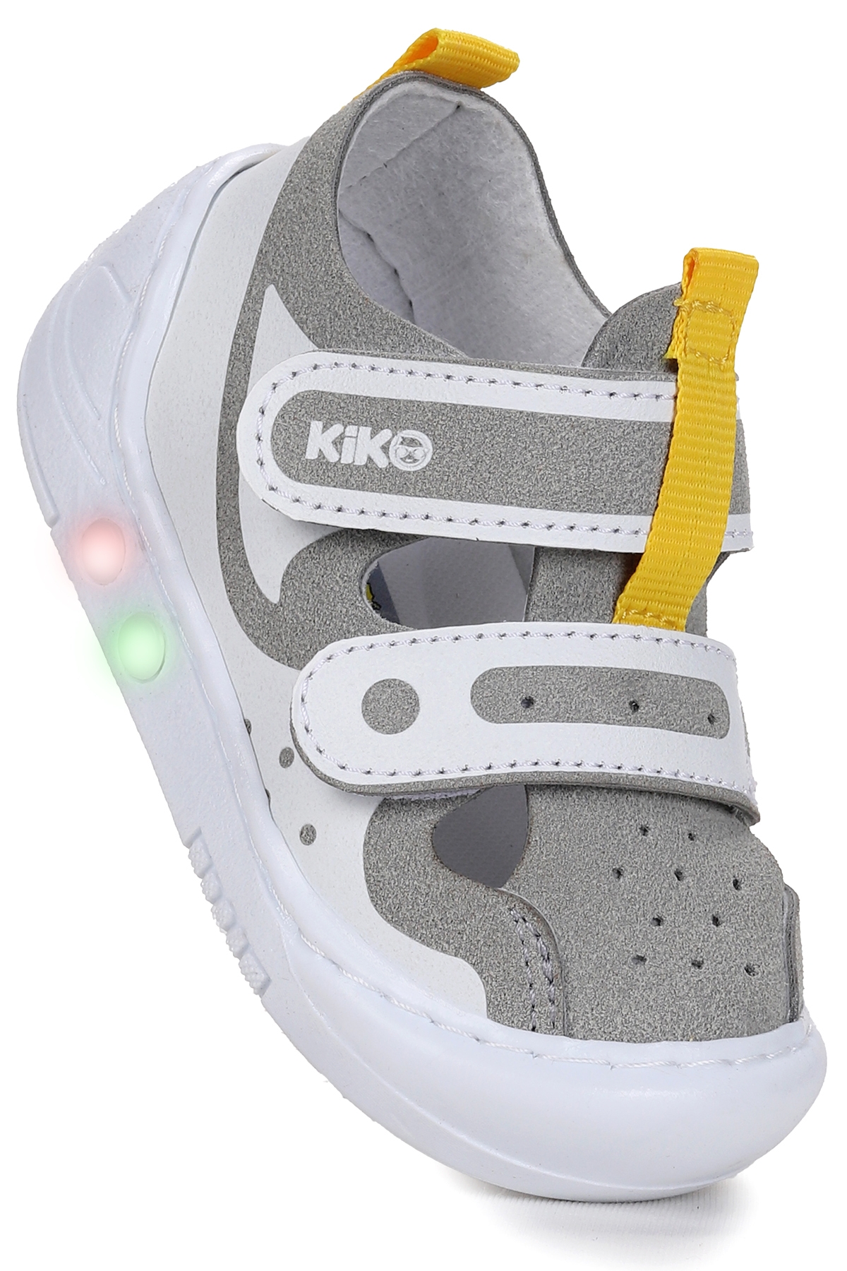 Nera Cırtlı Işıklı Erkek Bebek Yürüyüş Spor Ayakkabı Gri - Sarı - Görsel 4