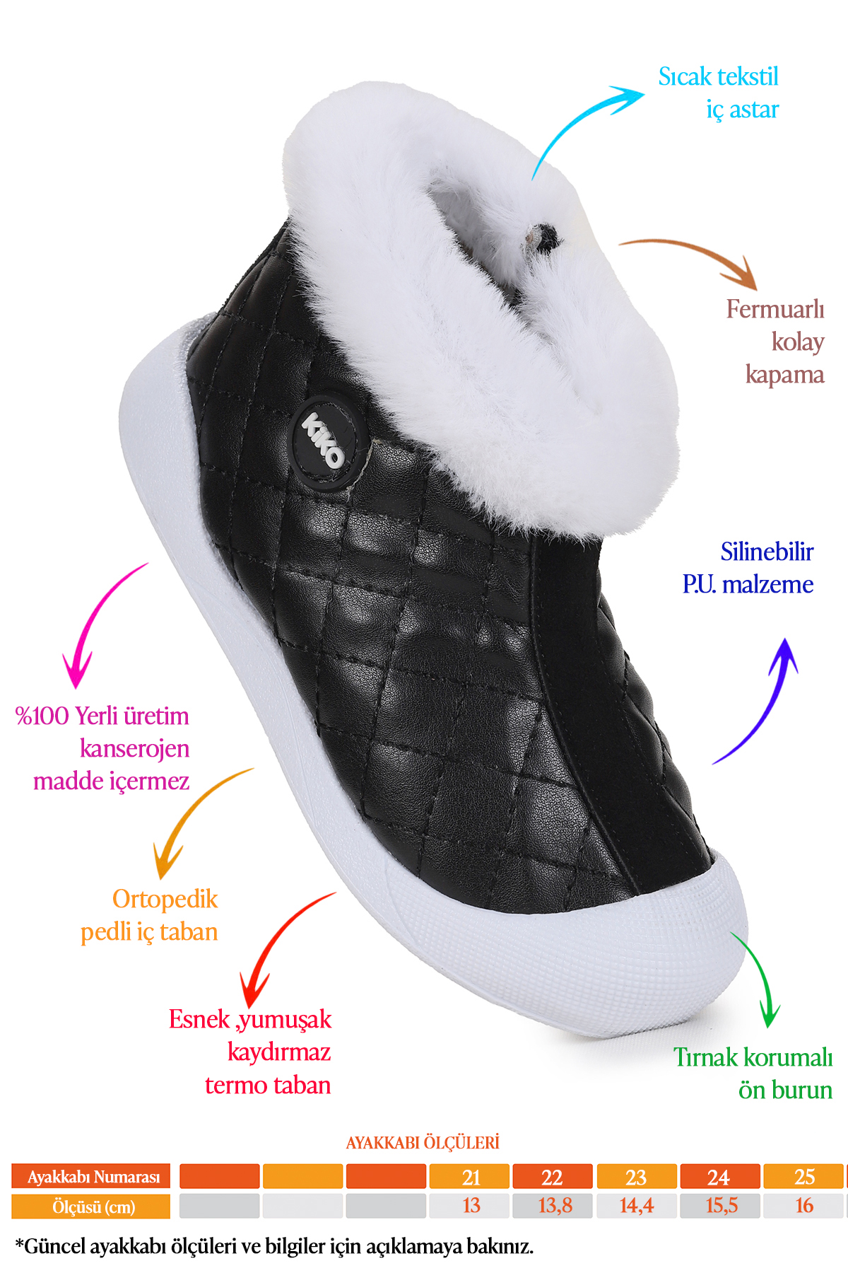 Biser Fermuarlı Termo Taban Kız Bebek Bot Ayakkabı Siyah - Görsel 3