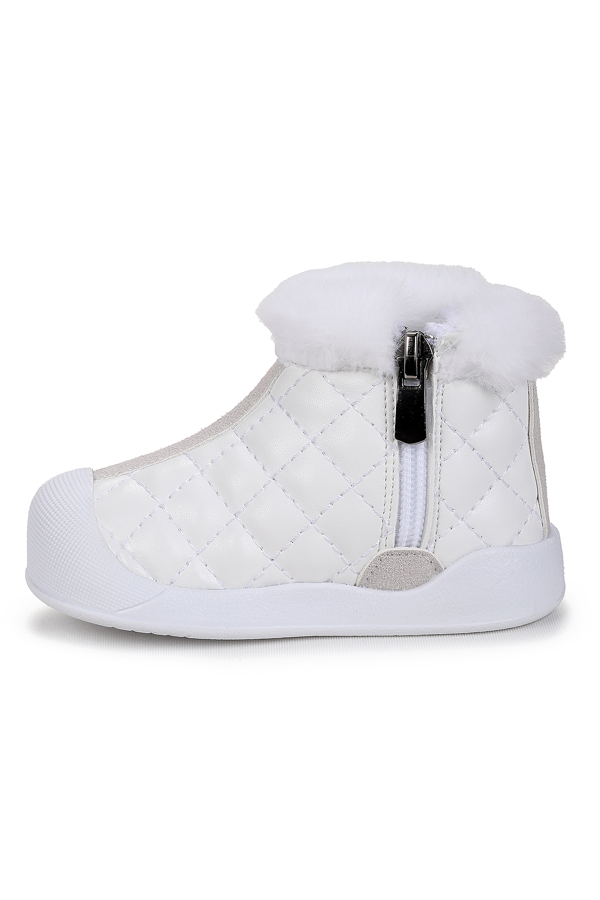 Biser Fermuarlı Termo Taban Kız Bebek Bot Ayakkabı Beyaz - Görsel 5