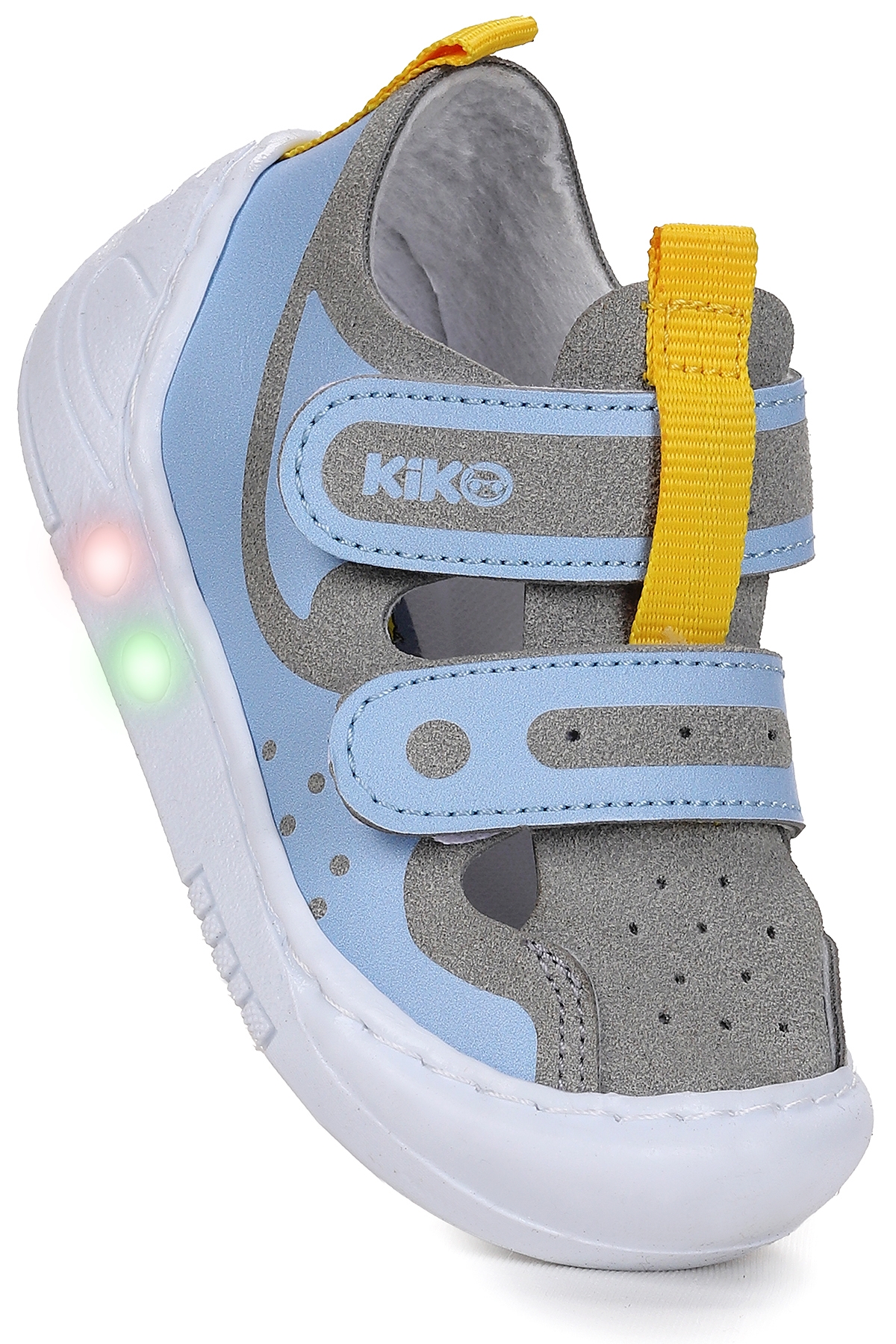 Nera Cırtlı Işıklı Erkek Bebek Yürüyüş Spor Ayakkabı Gri - Mavi - Sarı - Görsel 4