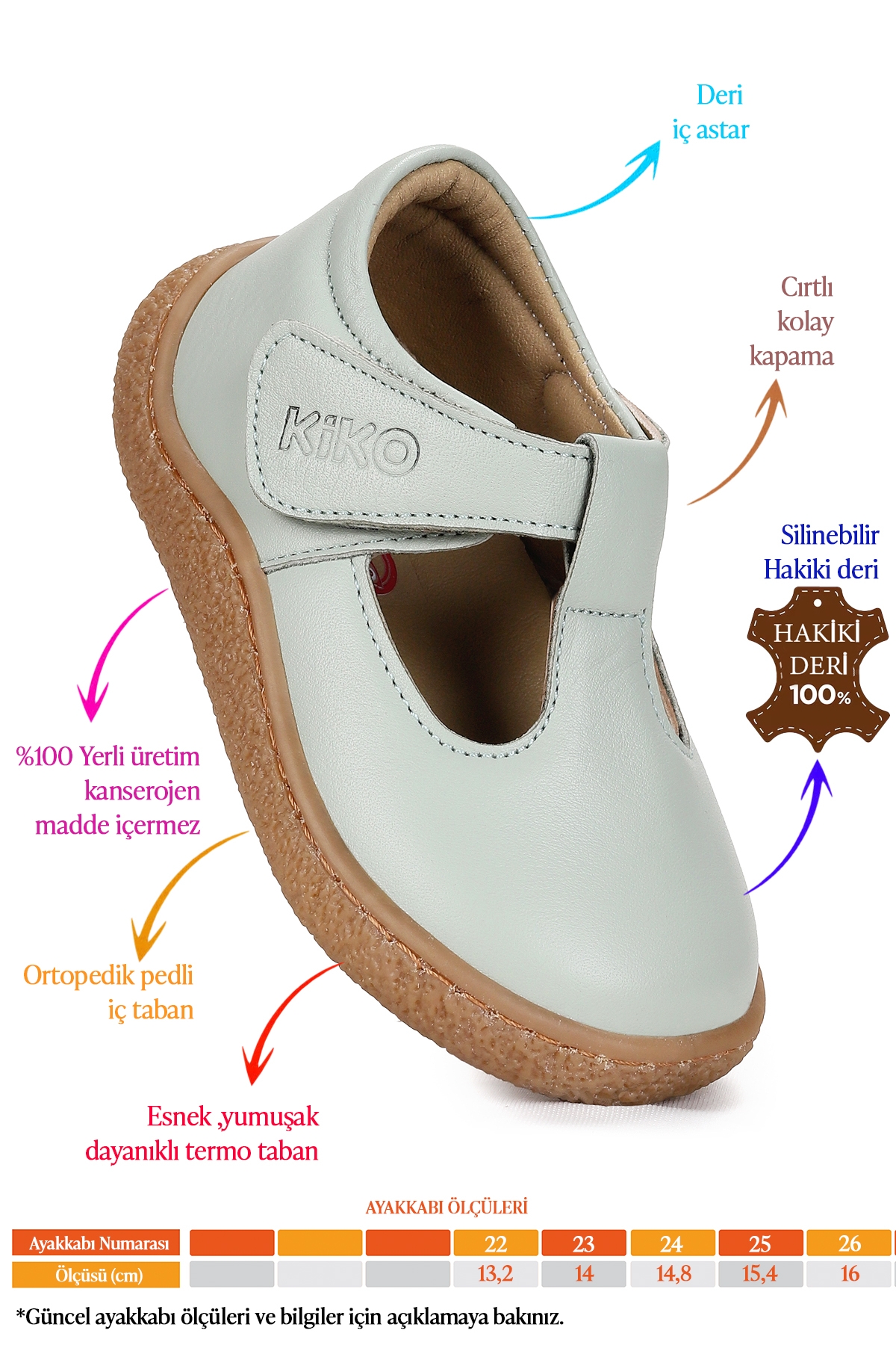 Lija %100 Deri Günlük Kız Bebek Babet Ayakkabı Su Yeşili - Görsel 3