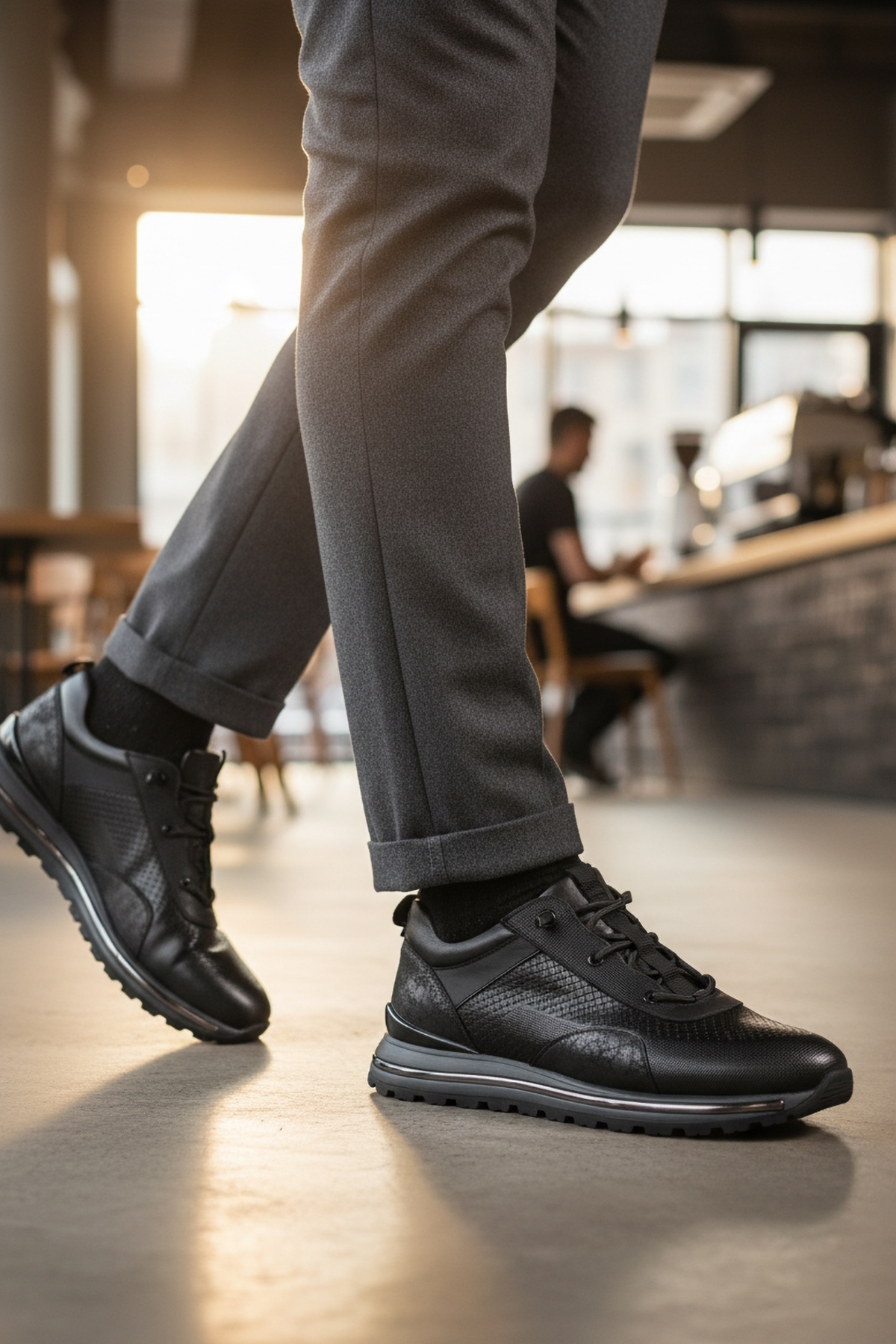 Voyager Voyager Siyah Hakiki Deri Elastik Bağcıklı Erkek Casual Ayakkabı M533 M | Flo Siyah - 4. görsel