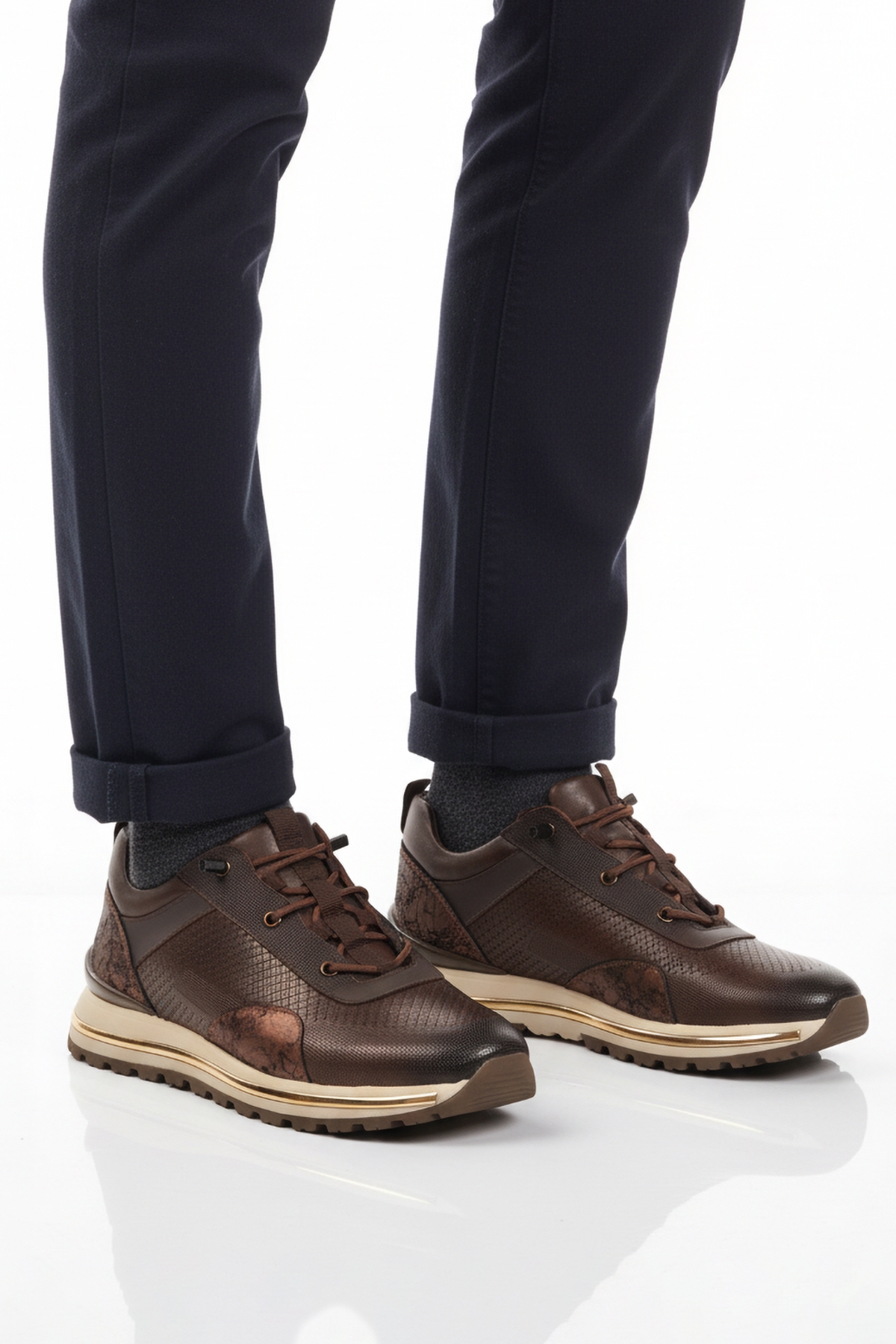 Kahve Hakiki Deri Elastik Bağcıklı Erkek Casual Ayakkabı M533 M - Görsel 2