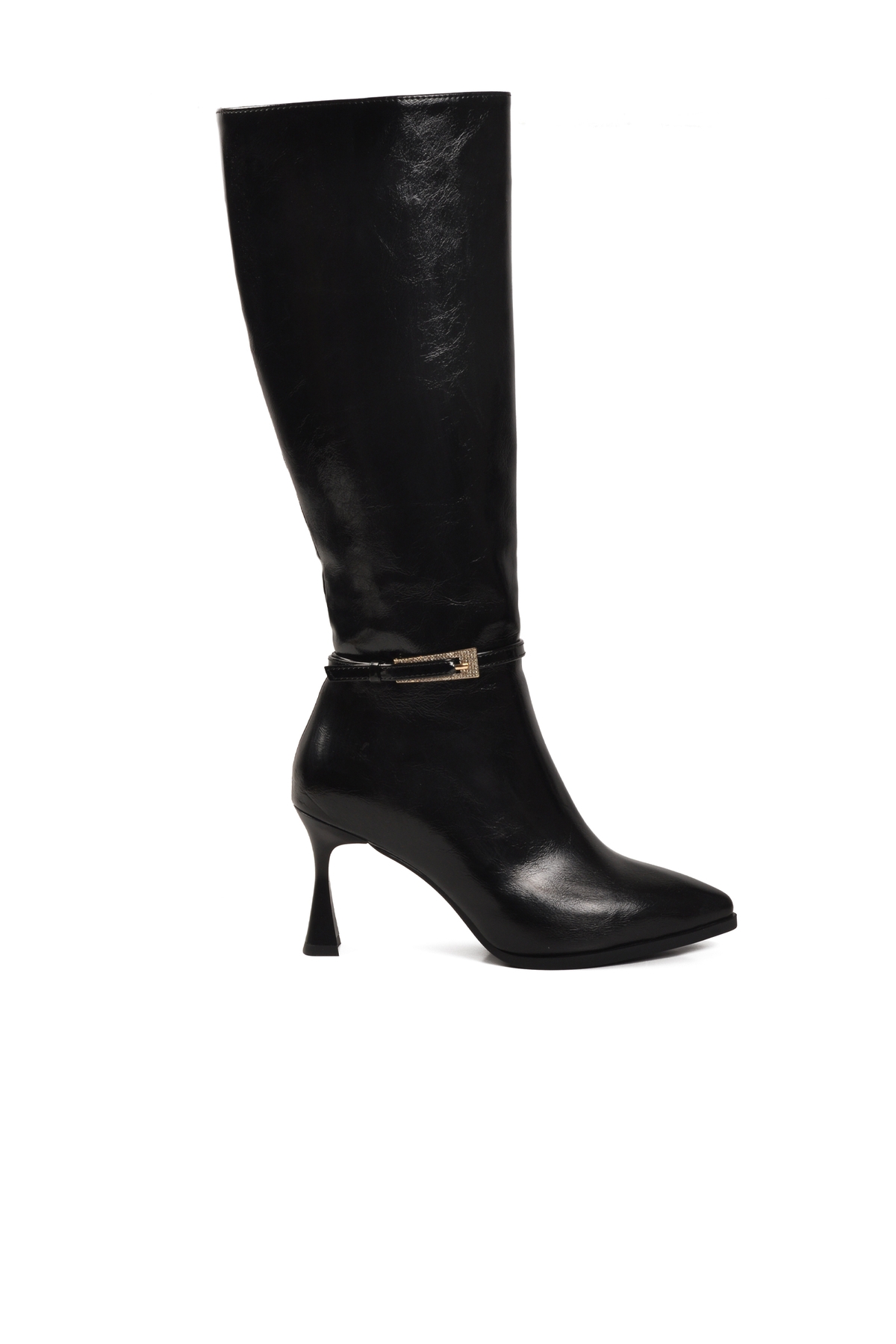 Siyah İçi Kürklü Fermuarlı Kadın İnce Topuklu Çizme 9652013 Z - Görsel 2