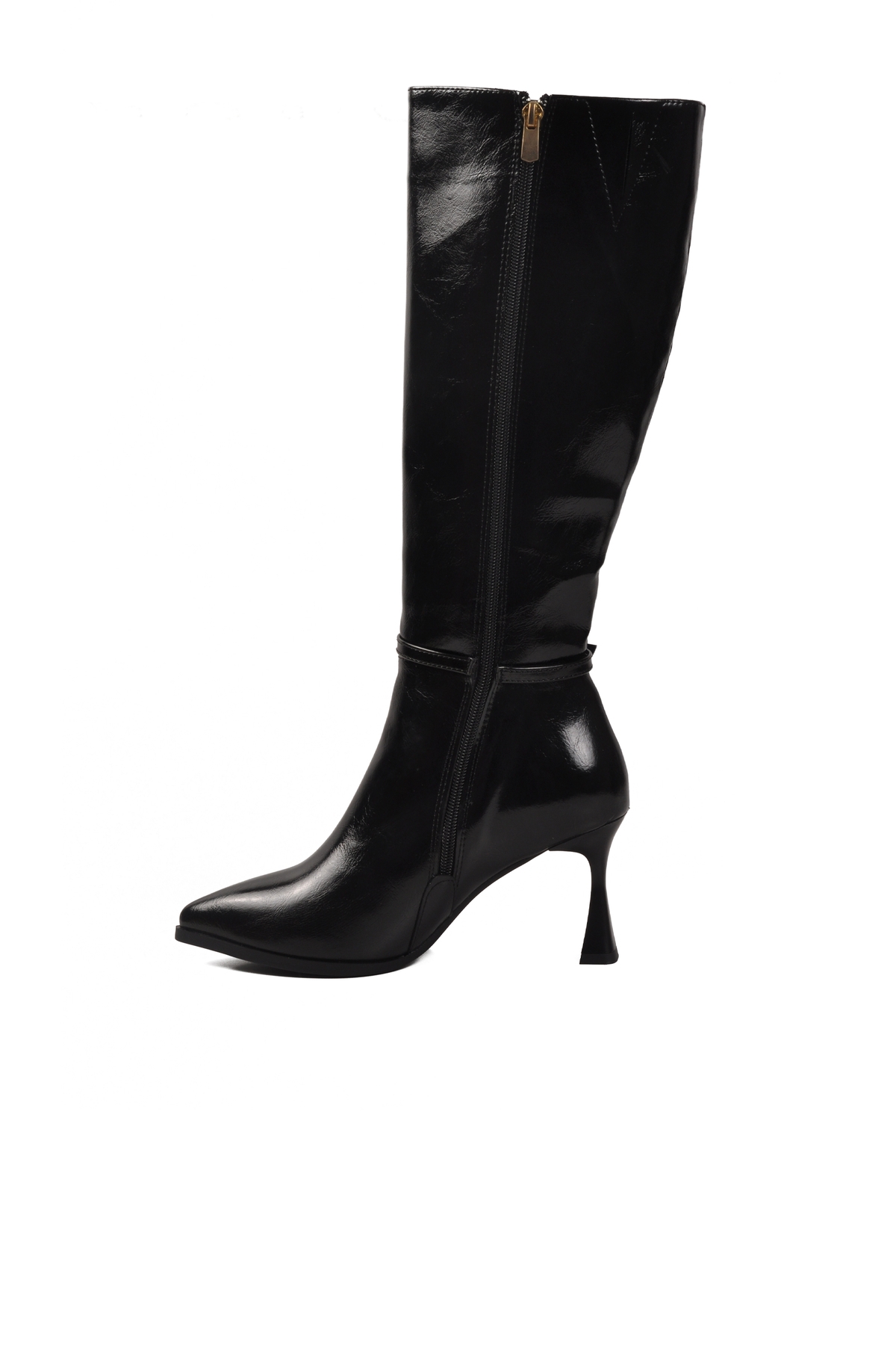 Siyah İçi Kürklü Fermuarlı Kadın İnce Topuklu Çizme 9652013 Z - Görsel 3