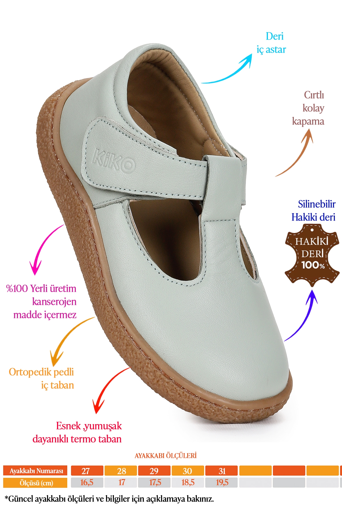 Lija %100 Deri Günlük Kız Çocuk Babet Ayakkabı Su Yeşili - Görsel 3