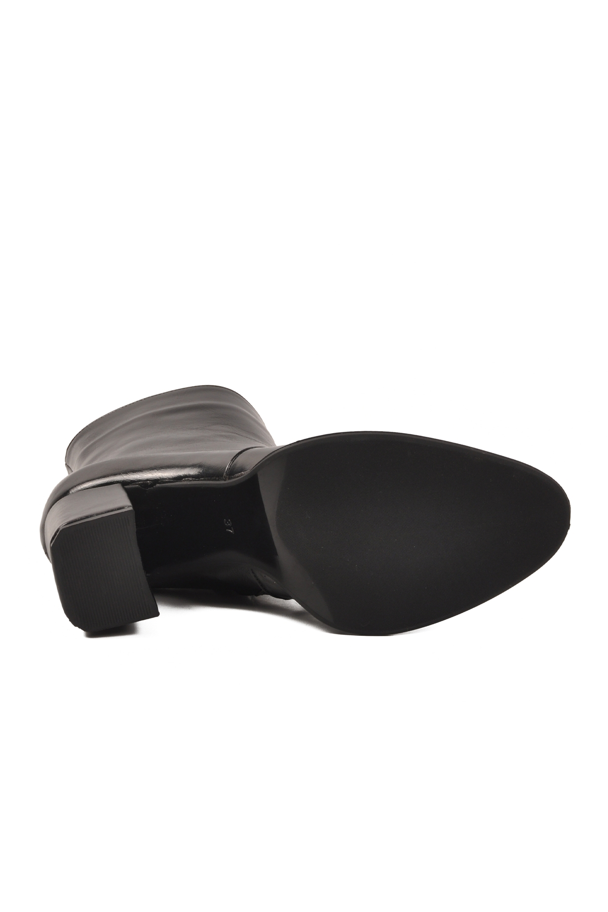 Siyah Kırışık Polarlı Fermuarlı Kadın Topuklu Bot 878601 Z - Görsel 6