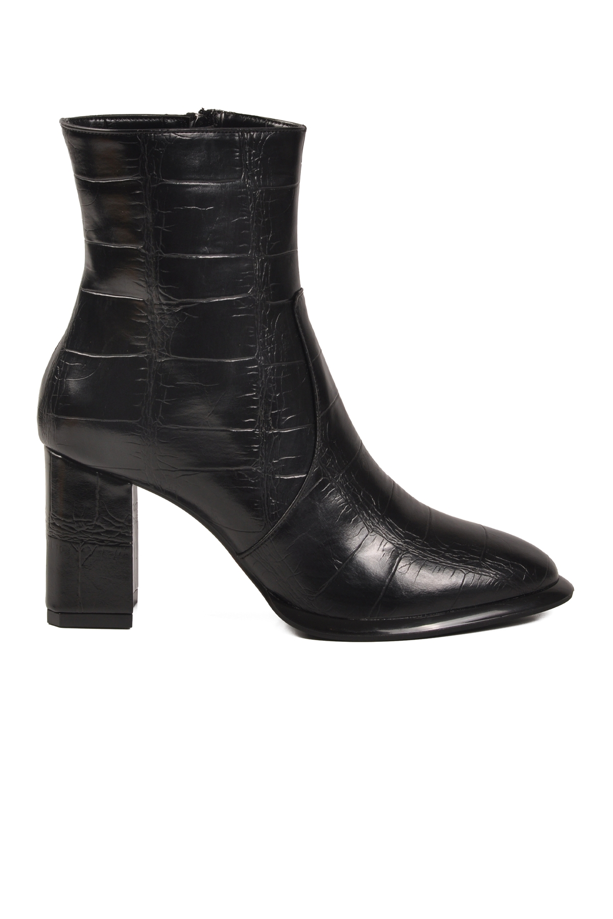 Ayakmod Ayakmod Siyah Kroko Polarlı Fermuarlı Kadın Topuklu Bot 878601 Z | Flo Siyah - 2. görsel