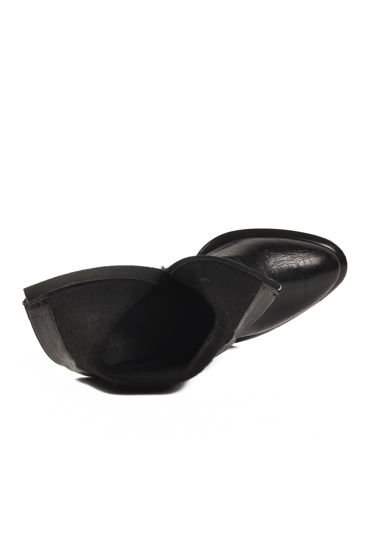 Ayakmod Ayakmod Siyah Kroko Polarlı Fermuarlı Kadın Topuklu Bot 878601 Z | Flo Siyah - 5. görsel