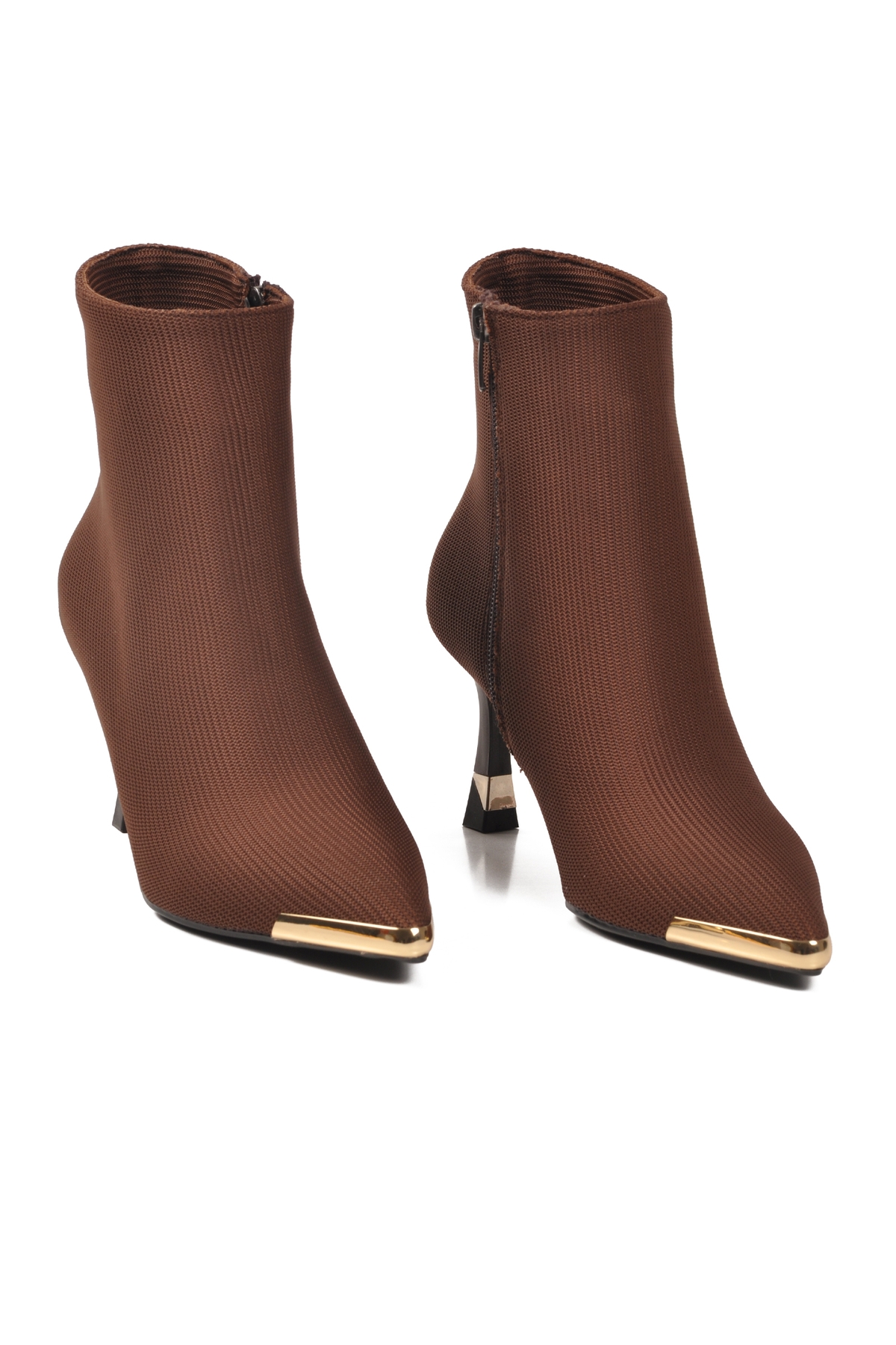 Kahve İçi Polarlı Fermuarlı Kadın Topuklu Bot 878605 Z - Görsel 4