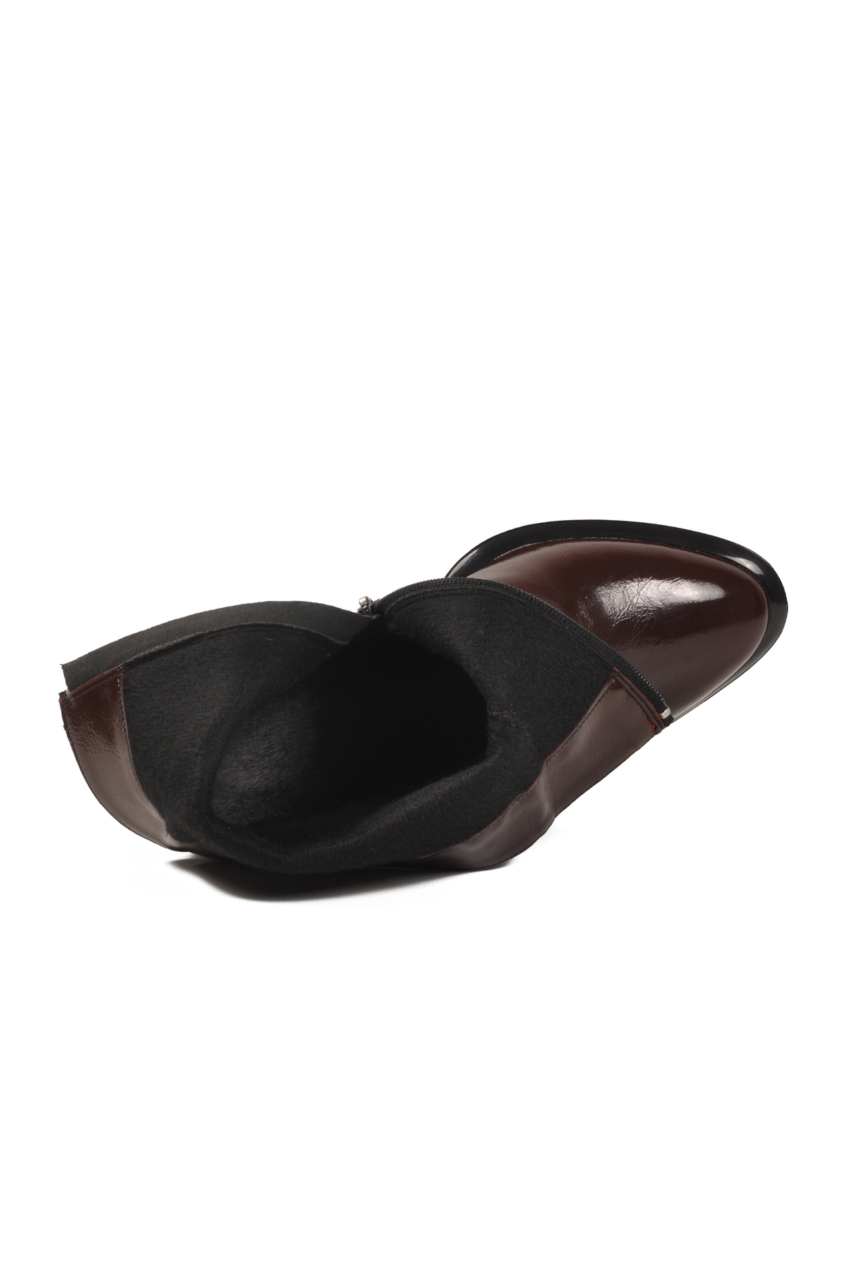 Bordo Polarlı Fermuarlı Kadın Topuklu Bot 878601 Z - Görsel 5