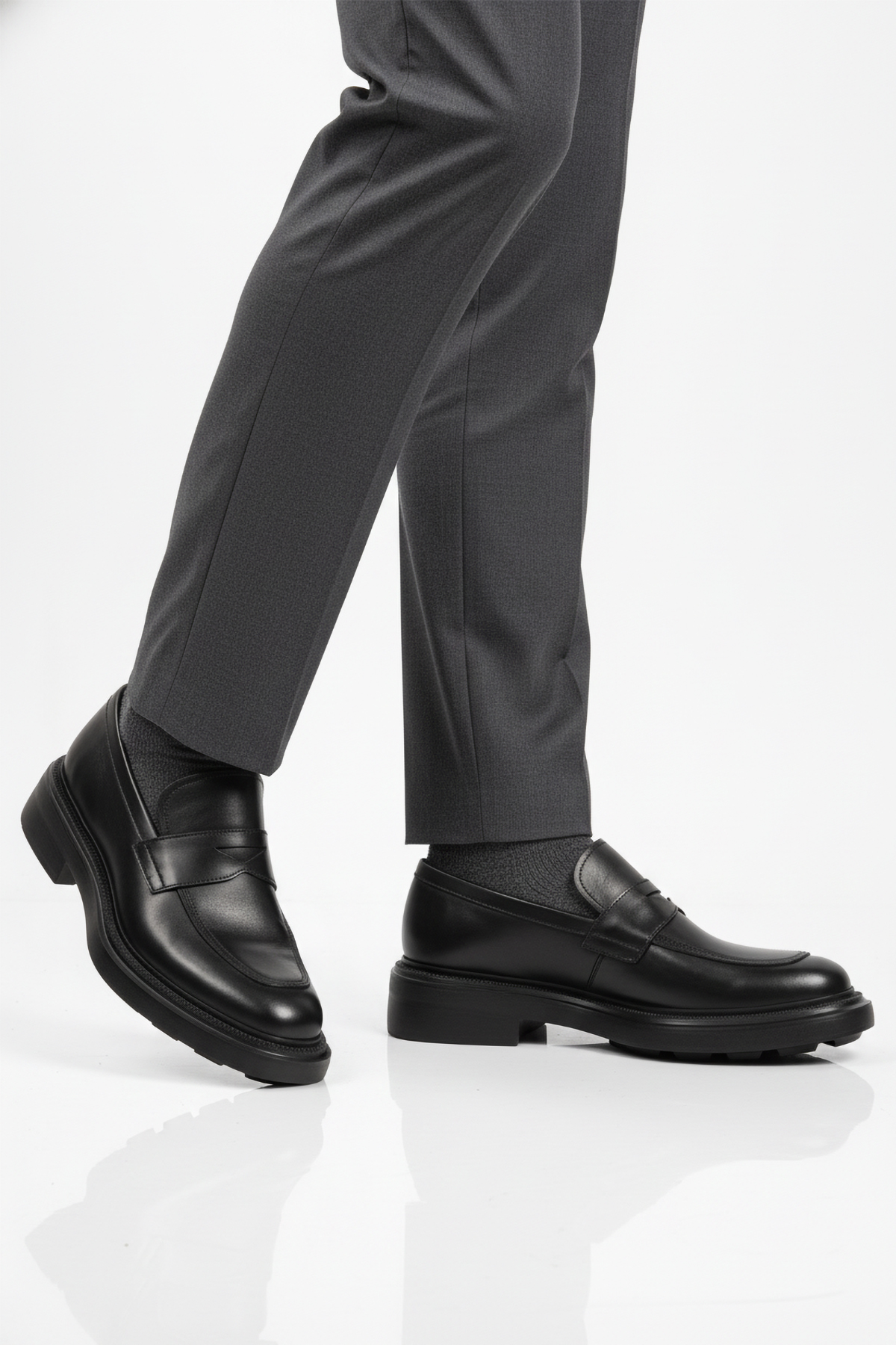 3254 Siyah Hakiki Deri Erkek Casual Ayakkabı - Görsel 4