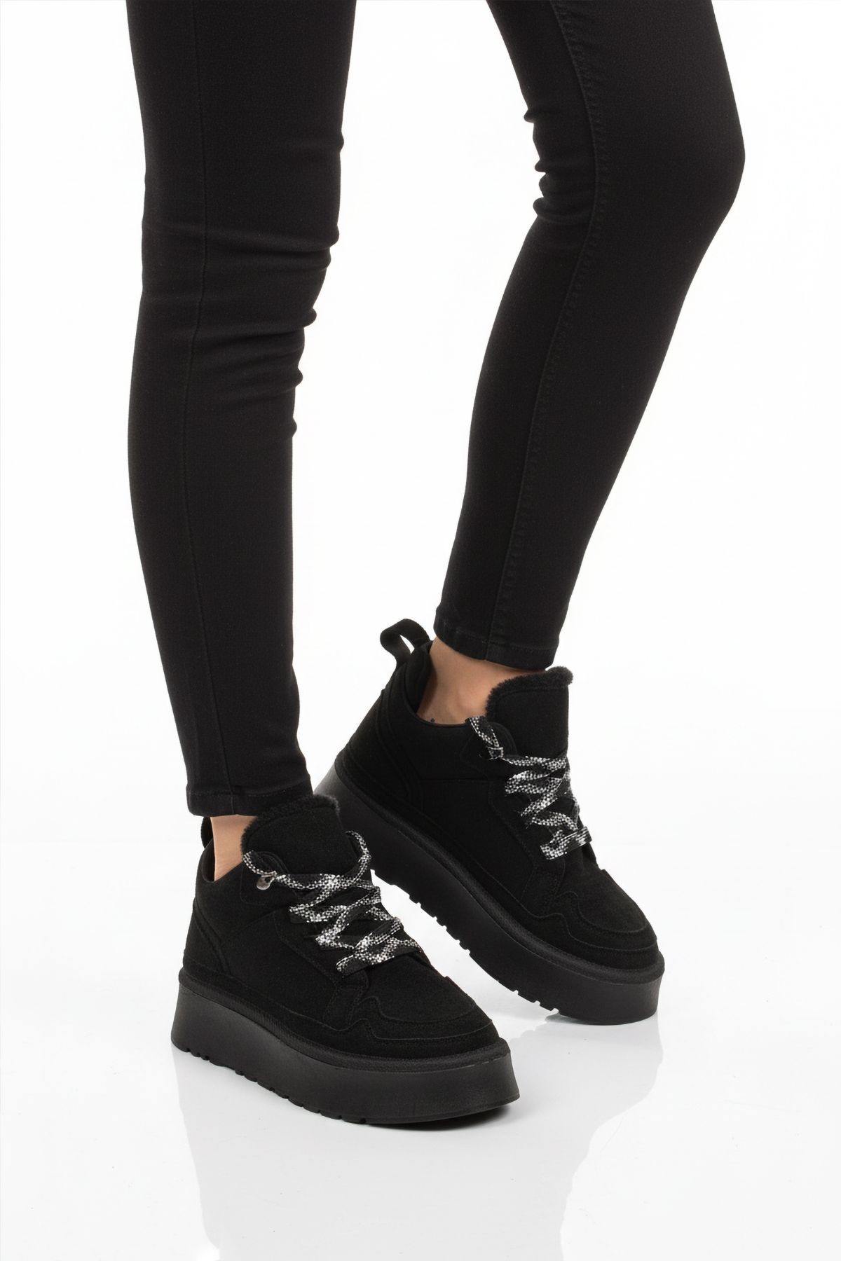 Walkway Walkway Walyway 2613 Polarlı Kaymaz Bağcıklı Siyah Kadın Bot | Flo Siyah - 3. görsel