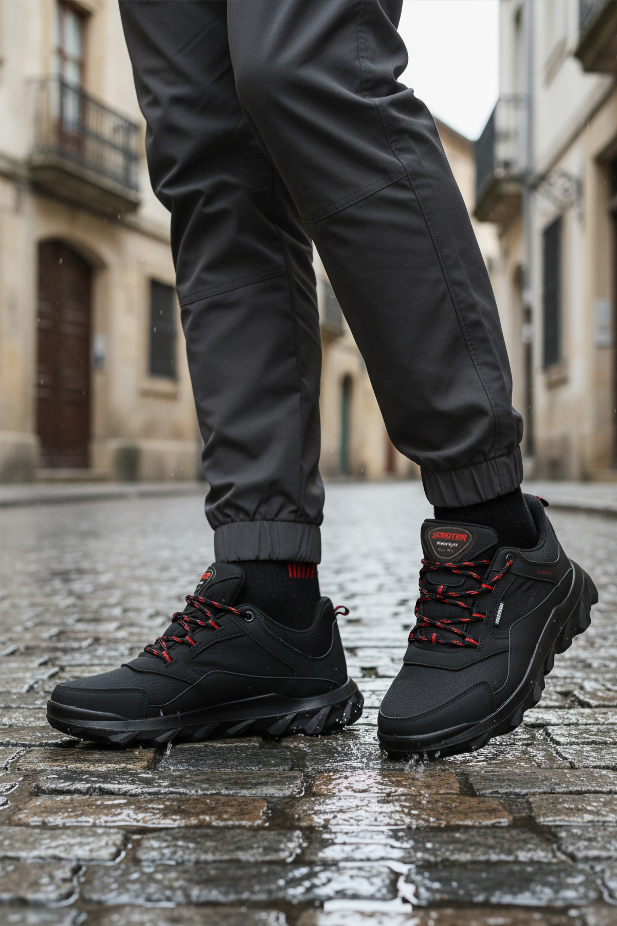 Scooter Scooter M7201 Siyah-Kırmızı Su Geçirmez Kaymaz Erkek Outdoor Ayakkabı | Flo Siyah - 2. görsel