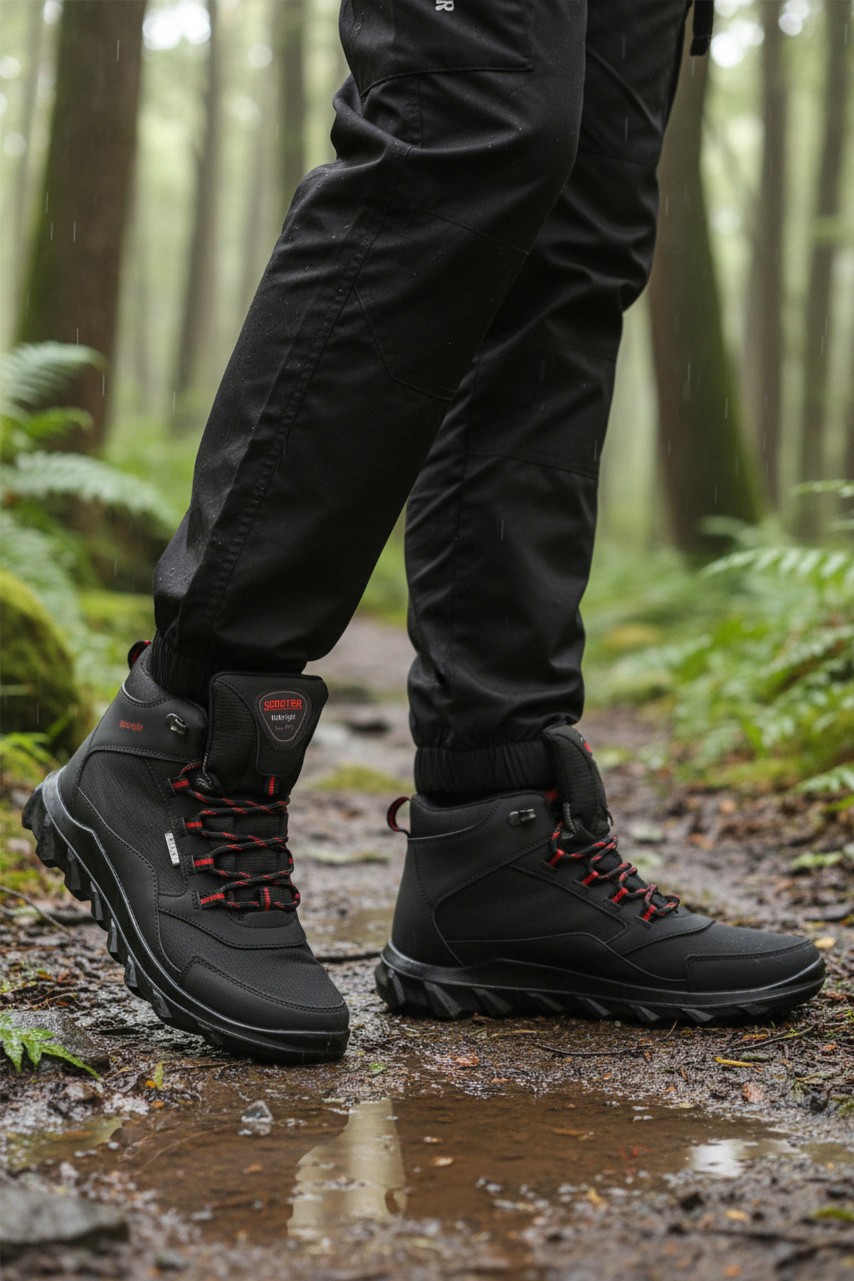 M7200 Siyah Kırmızı Su Geçirmez Kaymaz Erkek Outdoor Bot - Görsel 2