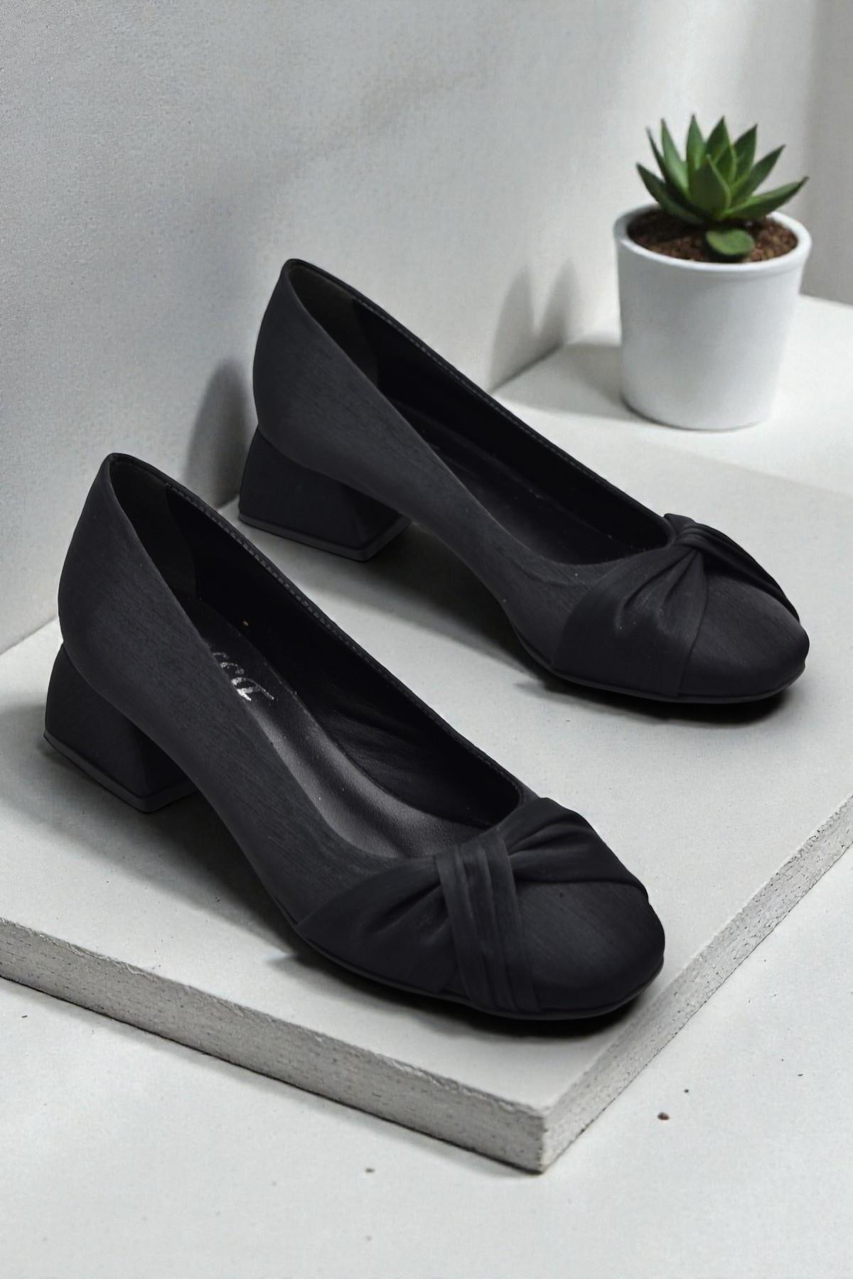 804 Kadın Topuklu Ayakkabı 3,5 cm Kalın Topuklu Anne Topuklu Ayakkabı - Görsel 3