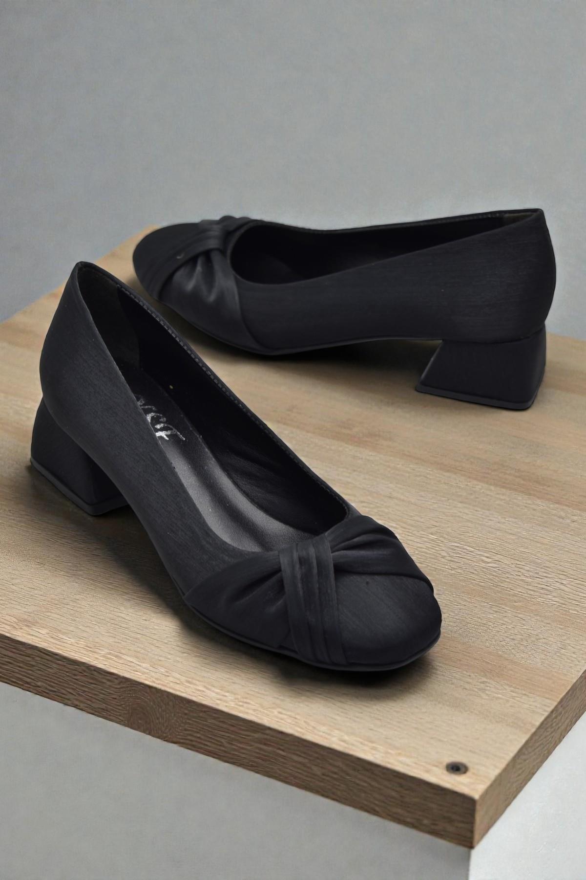 804 Kadın Topuklu Ayakkabı 3,5 cm Kalın Topuklu Anne Topuklu Ayakkabı - Görsel 6