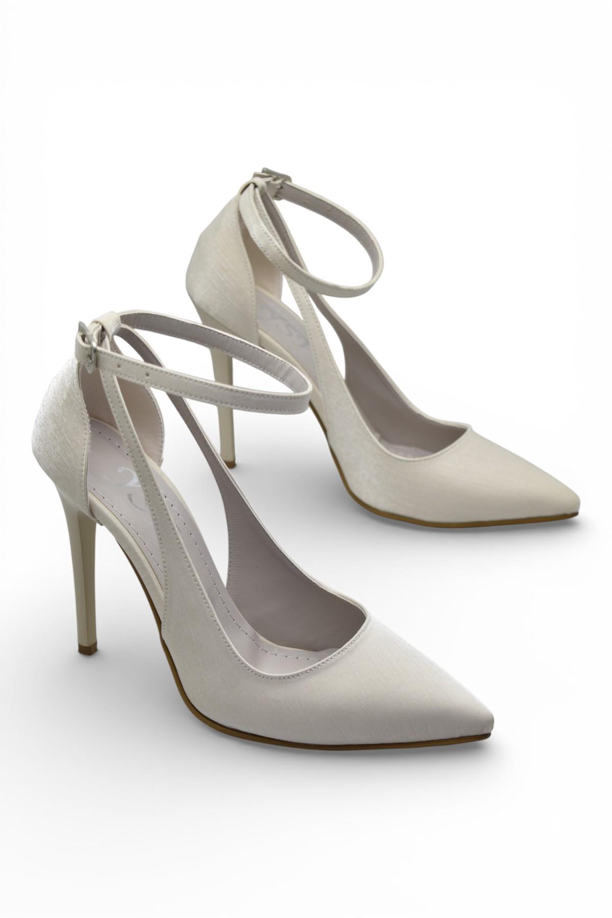 802 Bilekten Bağlamalı Kadın Topuklu Ayakkabı 9,5 cm Kadeh Topuk Abiye Düğün Nişan Ayakkabısı - Görsel 3