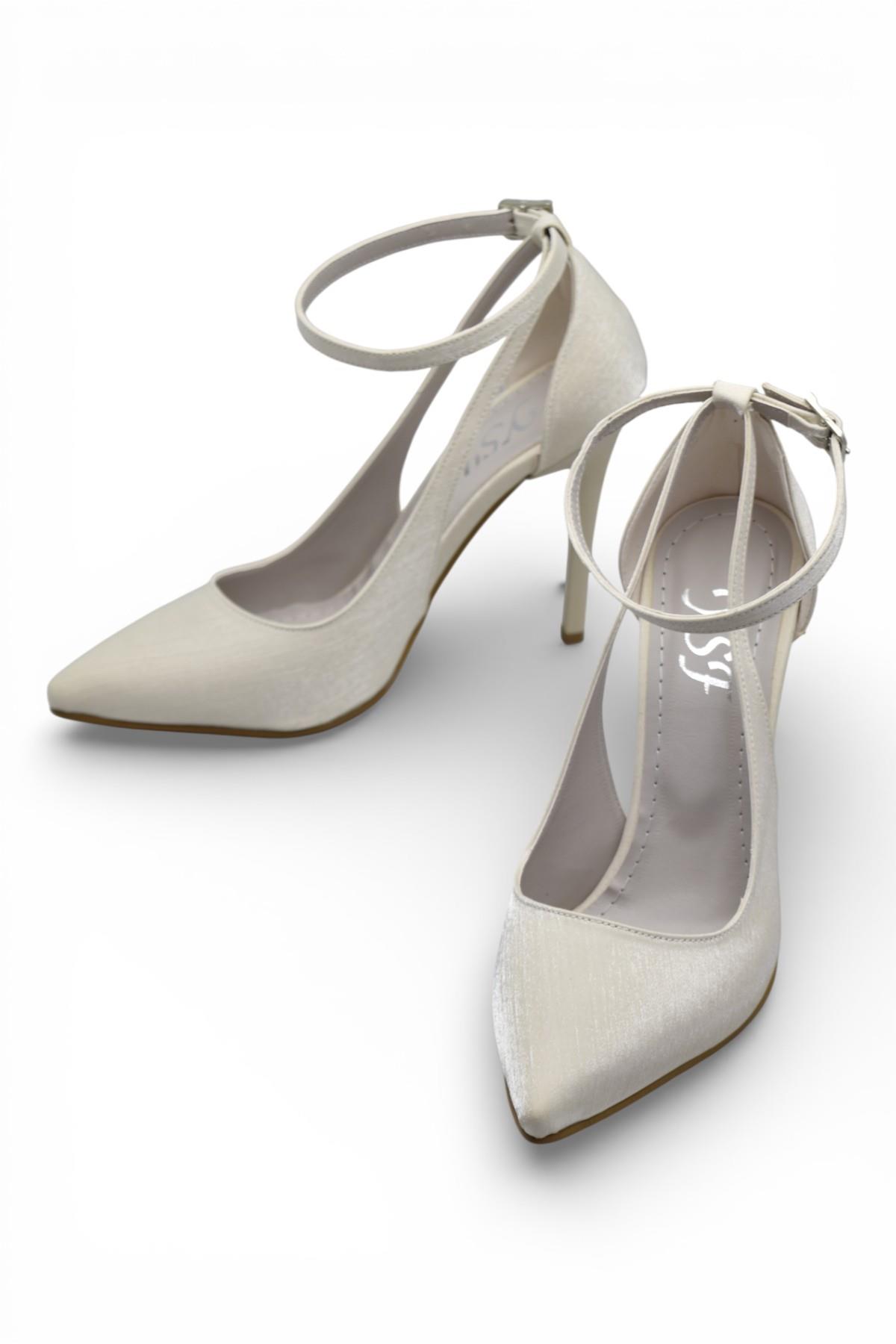 802 Bilekten Bağlamalı Kadın Topuklu Ayakkabı 9,5 cm Kadeh Topuk Abiye Düğün Nişan Ayakkabısı - Görsel 4