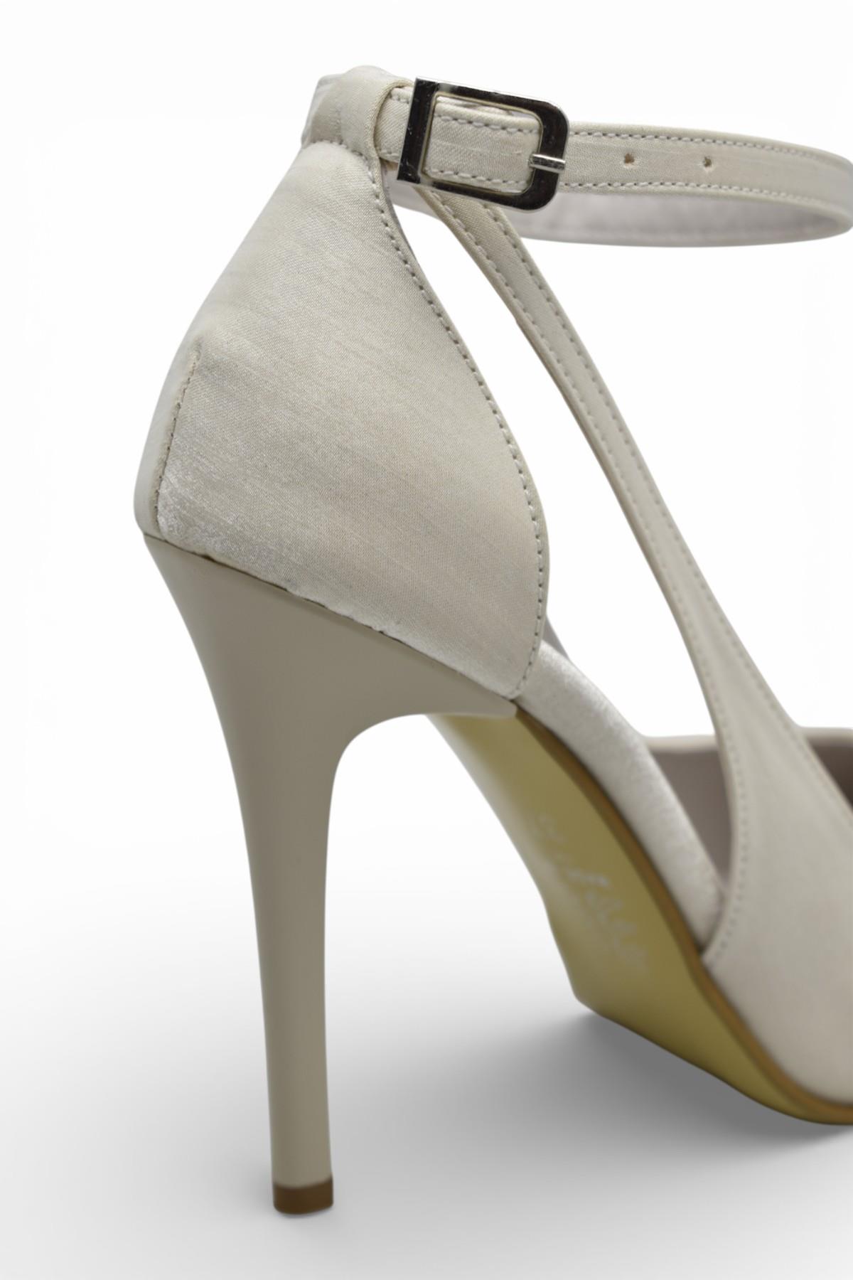 802 Bilekten Bağlamalı Kadın Topuklu Ayakkabı 9,5 cm Kadeh Topuk Abiye Düğün Nişan Ayakkabısı - Görsel 8