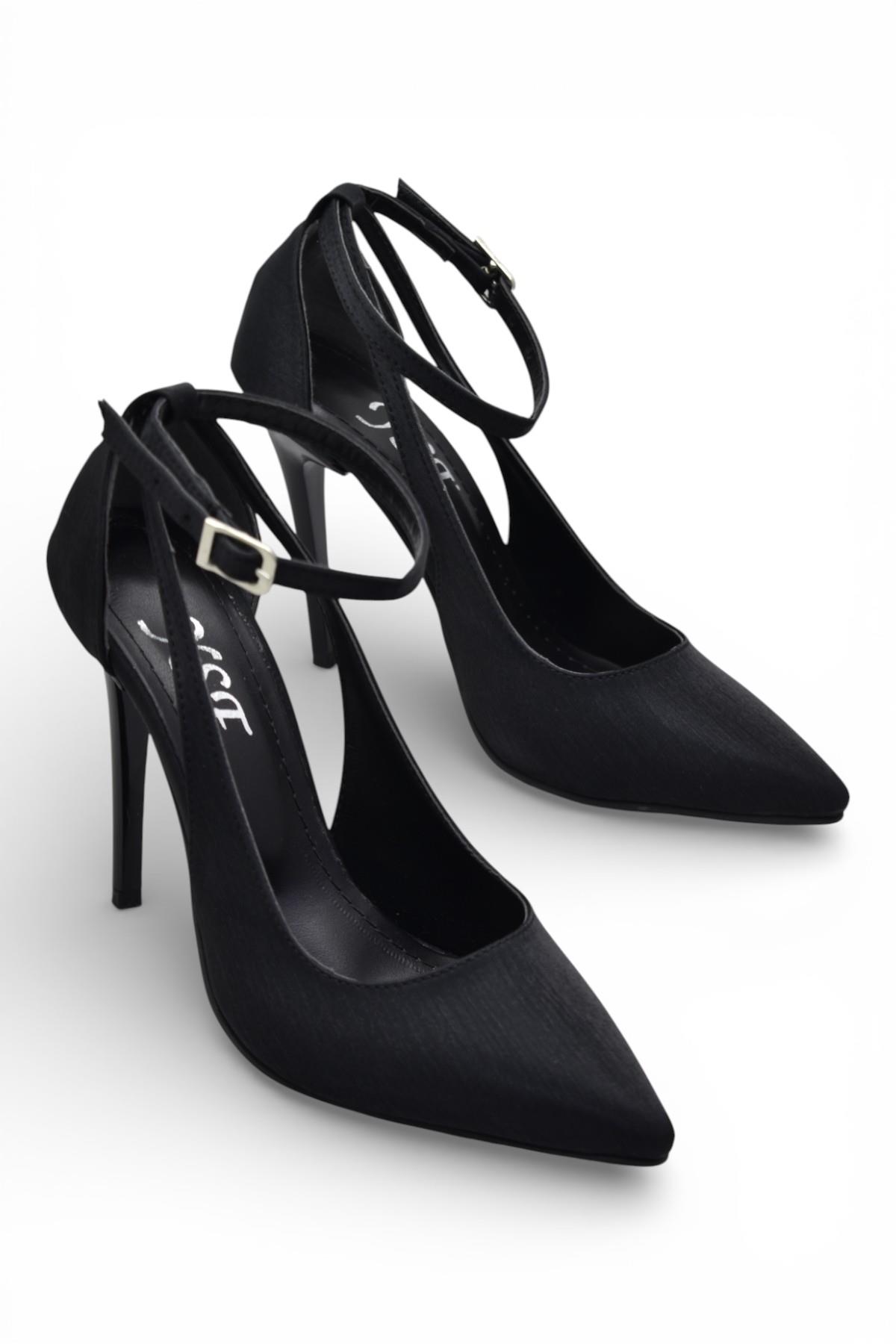 802 Bilekten Bağlamalı Kadın Topuklu Ayakkabı 9,5 cm Kadeh Topuk Abiye Düğün Nişan Ayakkabısı - Görsel 3