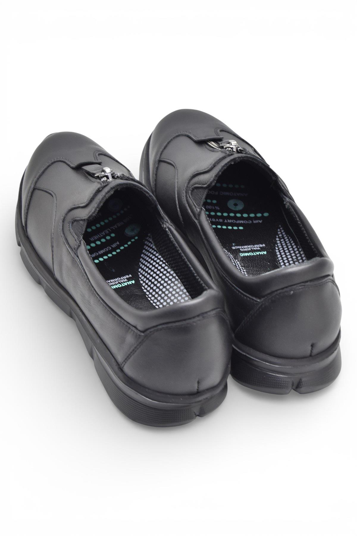 603 Tam Ortopedik Poli Hafif Taban Günlük Hakiki Deri Kadın Ayakkabı Lastikli - Görsel 5