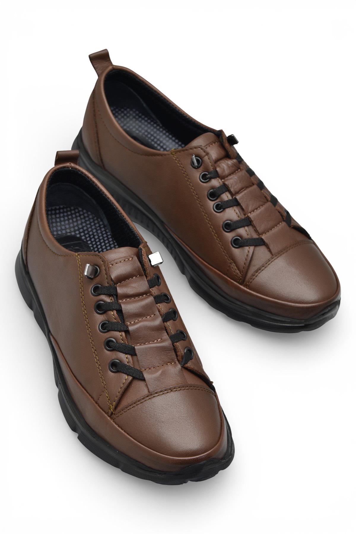 605 Tam Ortopedik Poli Hafif Taban Günlük Hakiki Deri Kadın Ayakkabı Lastikli - Görsel 3