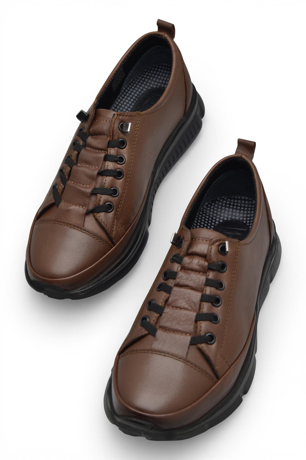 605 Tam Ortopedik Poli Hafif Taban Günlük Hakiki Deri Kadın Ayakkabı Lastikli - Görsel 4