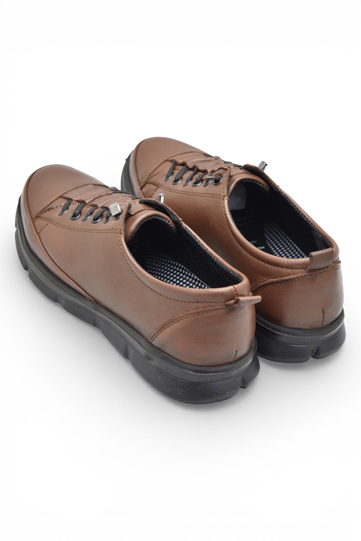 605 Tam Ortopedik Poli Hafif Taban Günlük Hakiki Deri Kadın Ayakkabı Lastikli - Görsel 6