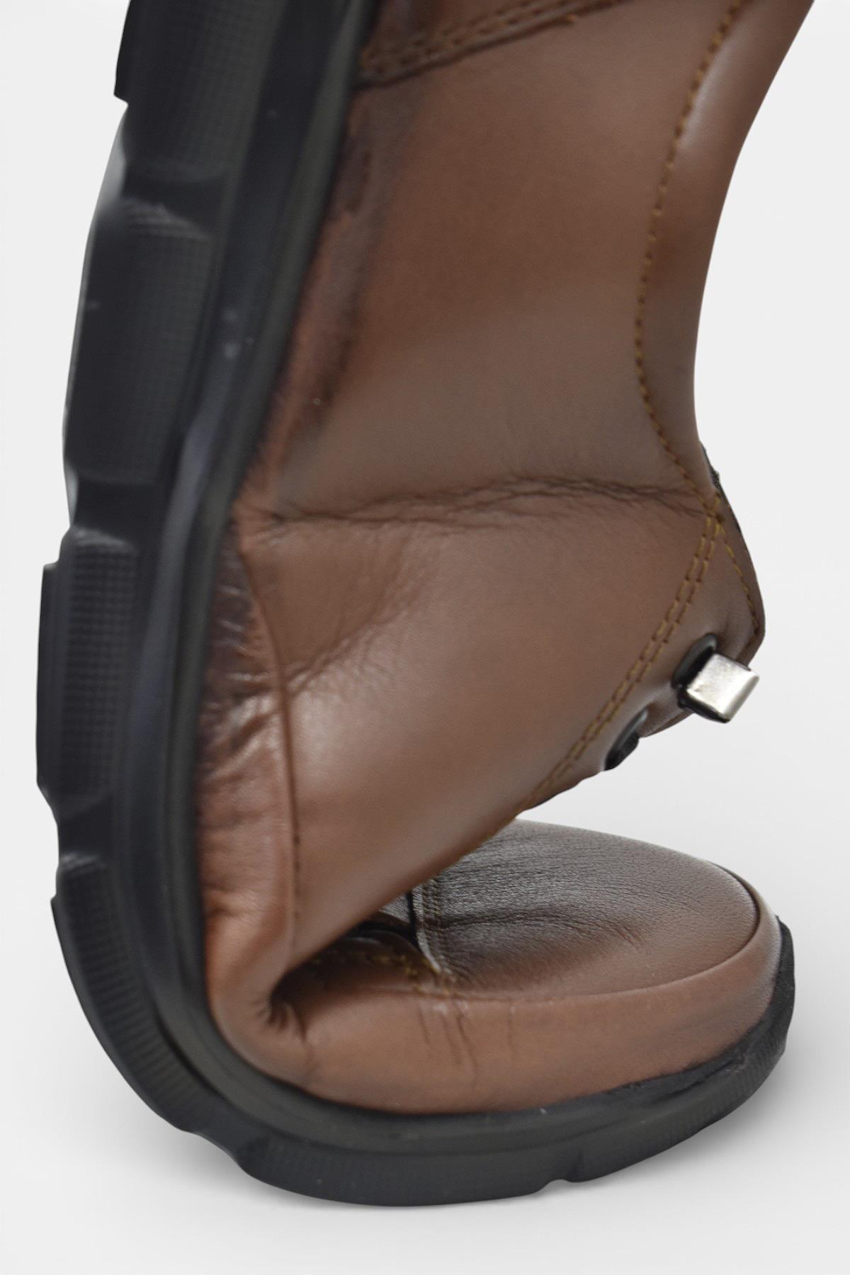 605 Tam Ortopedik Poli Hafif Taban Günlük Hakiki Deri Kadın Ayakkabı Lastikli - Görsel 7