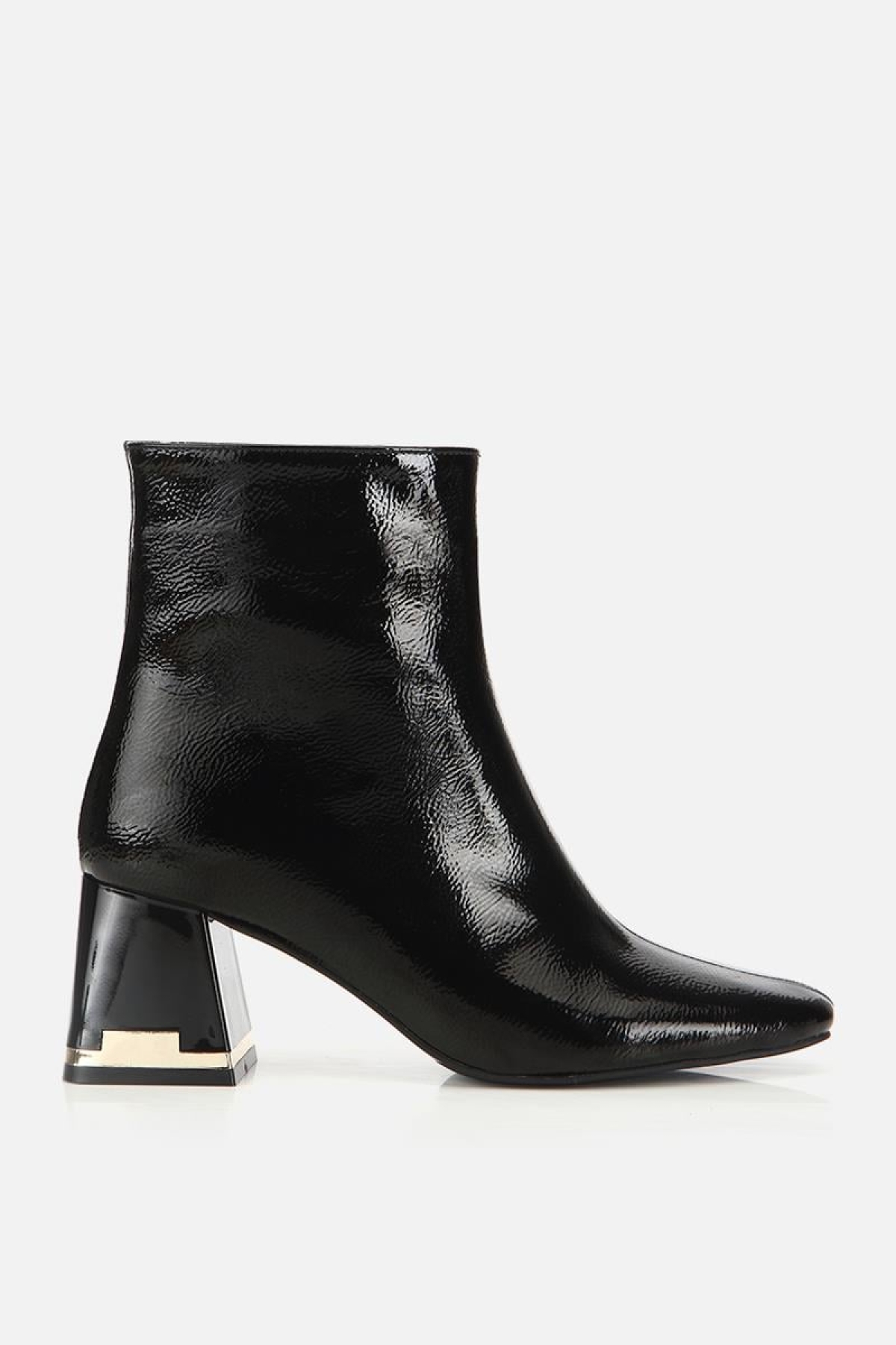 Yaya By Hotiç Yaya By Hotiç Kadın Rugan Siyah Dikiş Detaylı Küt Burunlu Topuklu Bot | Flo Siyah - 2. görsel