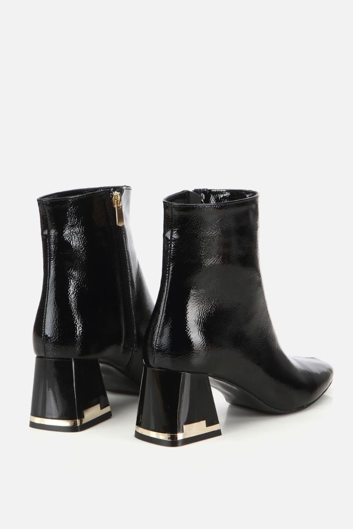 Yaya By Hotiç Yaya By Hotiç Kadın Rugan Siyah Dikiş Detaylı Küt Burunlu Topuklu Bot | Flo Siyah - 4. görsel