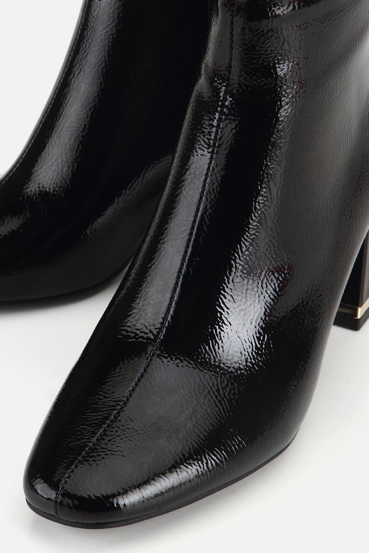 Yaya By Hotiç Yaya By Hotiç Kadın Rugan Siyah Dikiş Detaylı Küt Burunlu Topuklu Bot | Flo Siyah - 5. görsel