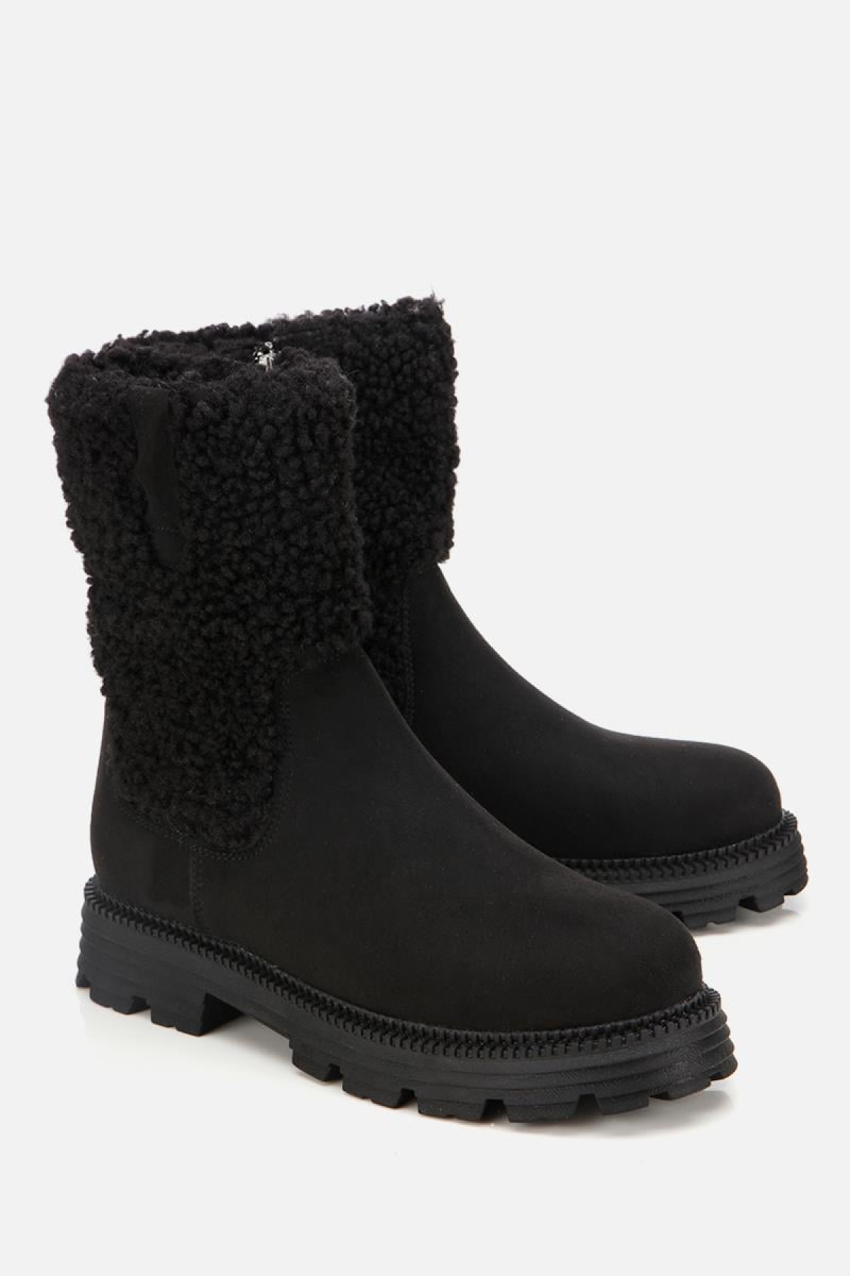 Yaya By Hotiç Yaya By Hotiç Kadın Süet Siyah Kürklü Kalın Tabanlı Düz Bot | Flo Siyah - 3. görsel