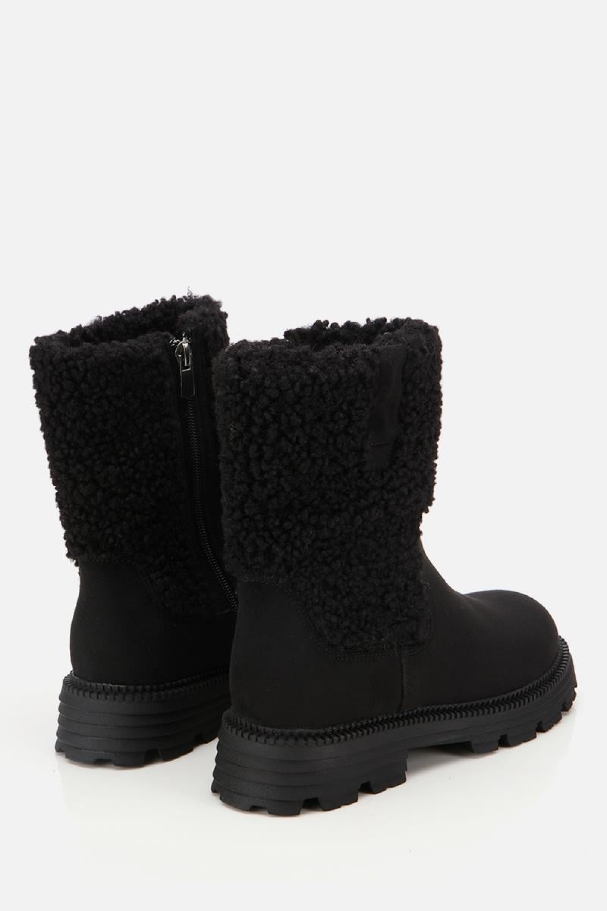Yaya By Hotiç Yaya By Hotiç Kadın Süet Siyah Kürklü Kalın Tabanlı Düz Bot | Flo Siyah - 4. görsel