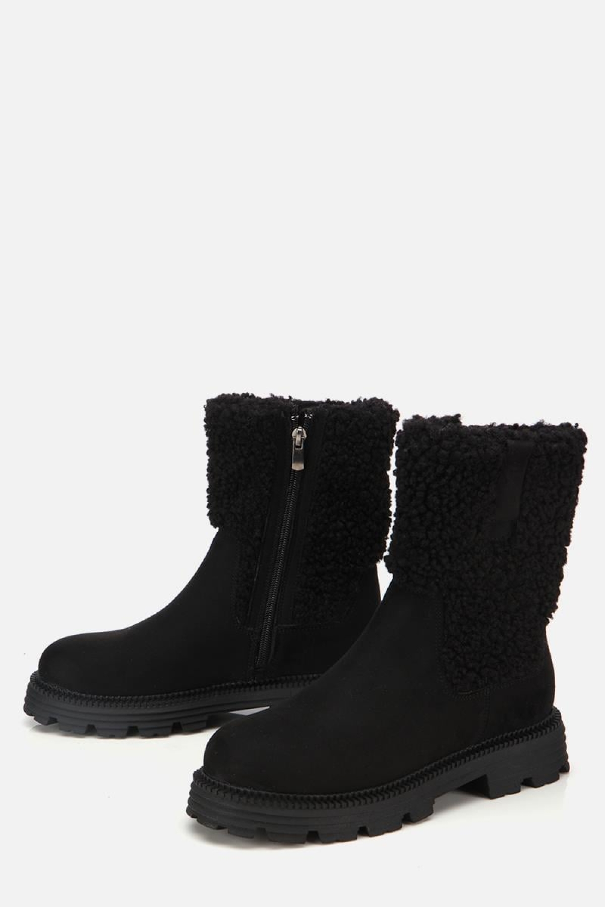 Yaya By Hotiç Yaya By Hotiç Kadın Süet Siyah Kürklü Kalın Tabanlı Düz Bot | Flo Siyah - 5. görsel