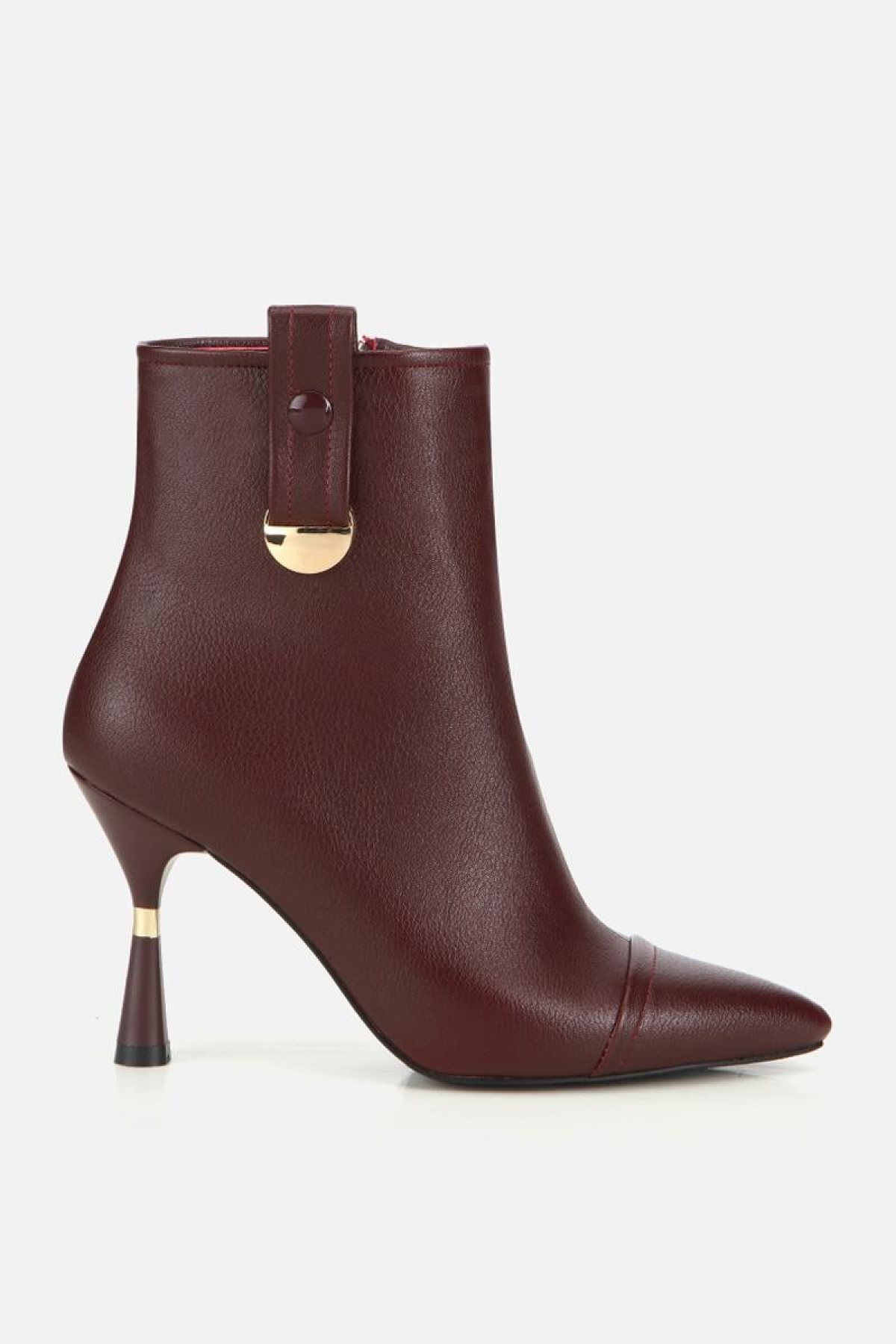 Yaya By Hotiç Yaya By Hotiç Kadın Bordo Dikiş Detaylı Gold Detaylı Tokalı İnce Topuklu Bot | Flo Bordo - 2. görsel