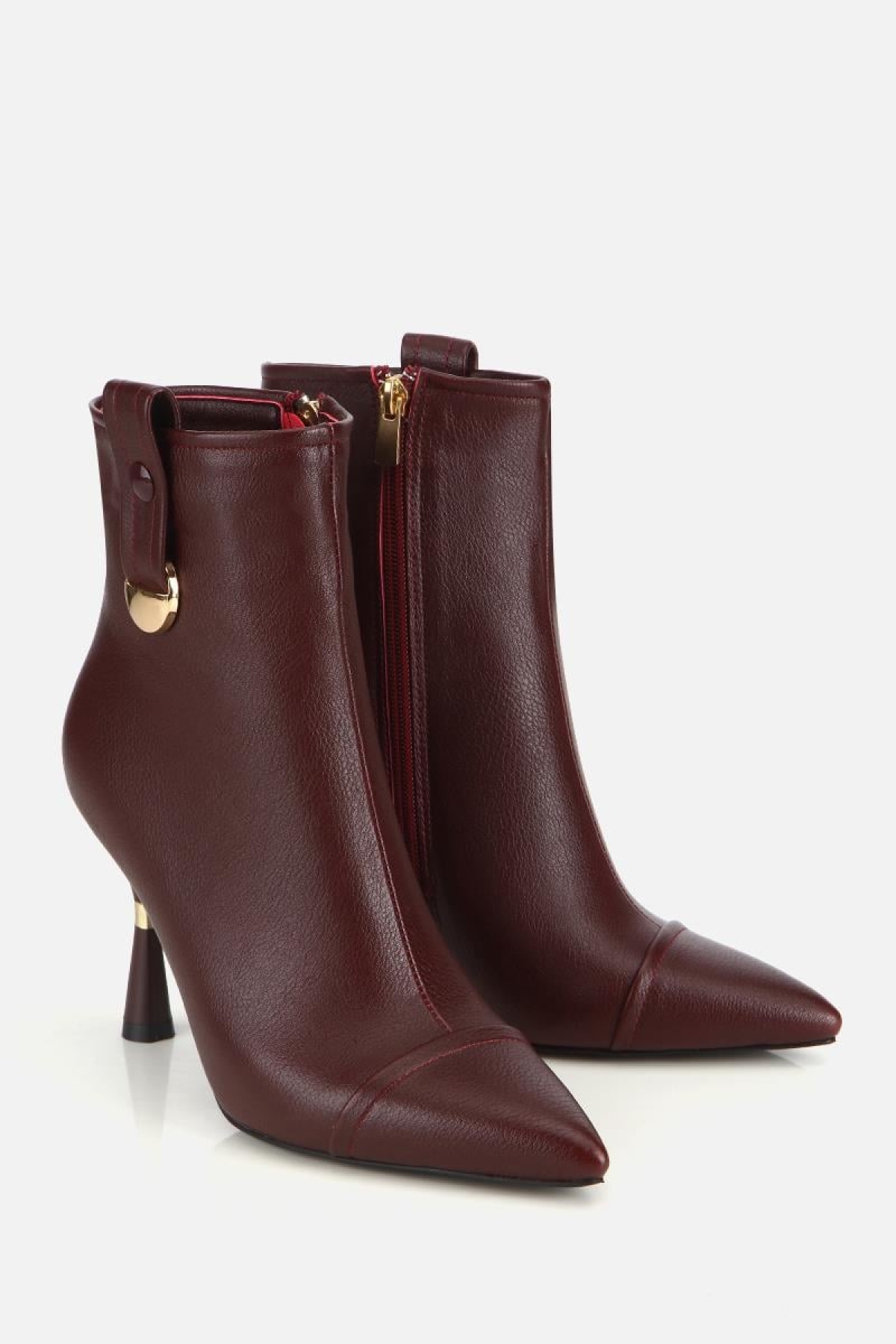Yaya By Hotiç Yaya By Hotiç Kadın Bordo Dikiş Detaylı Gold Detaylı Tokalı İnce Topuklu Bot | Flo Bordo - 3. görsel