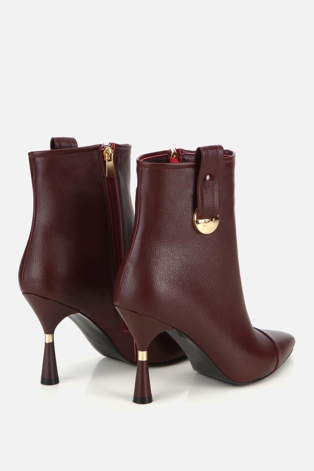 Yaya By Hotiç Yaya By Hotiç Kadın Bordo Dikiş Detaylı Gold Detaylı Tokalı İnce Topuklu Bot | Flo Bordo - 4. görsel