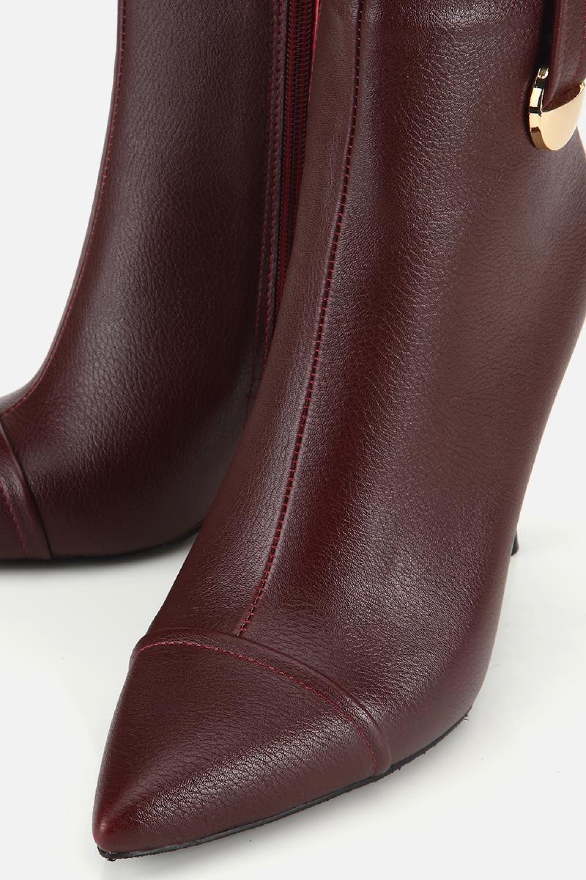 Yaya By Hotiç Yaya By Hotiç Kadın Bordo Dikiş Detaylı Gold Detaylı Tokalı İnce Topuklu Bot | Flo Bordo - 5. görsel