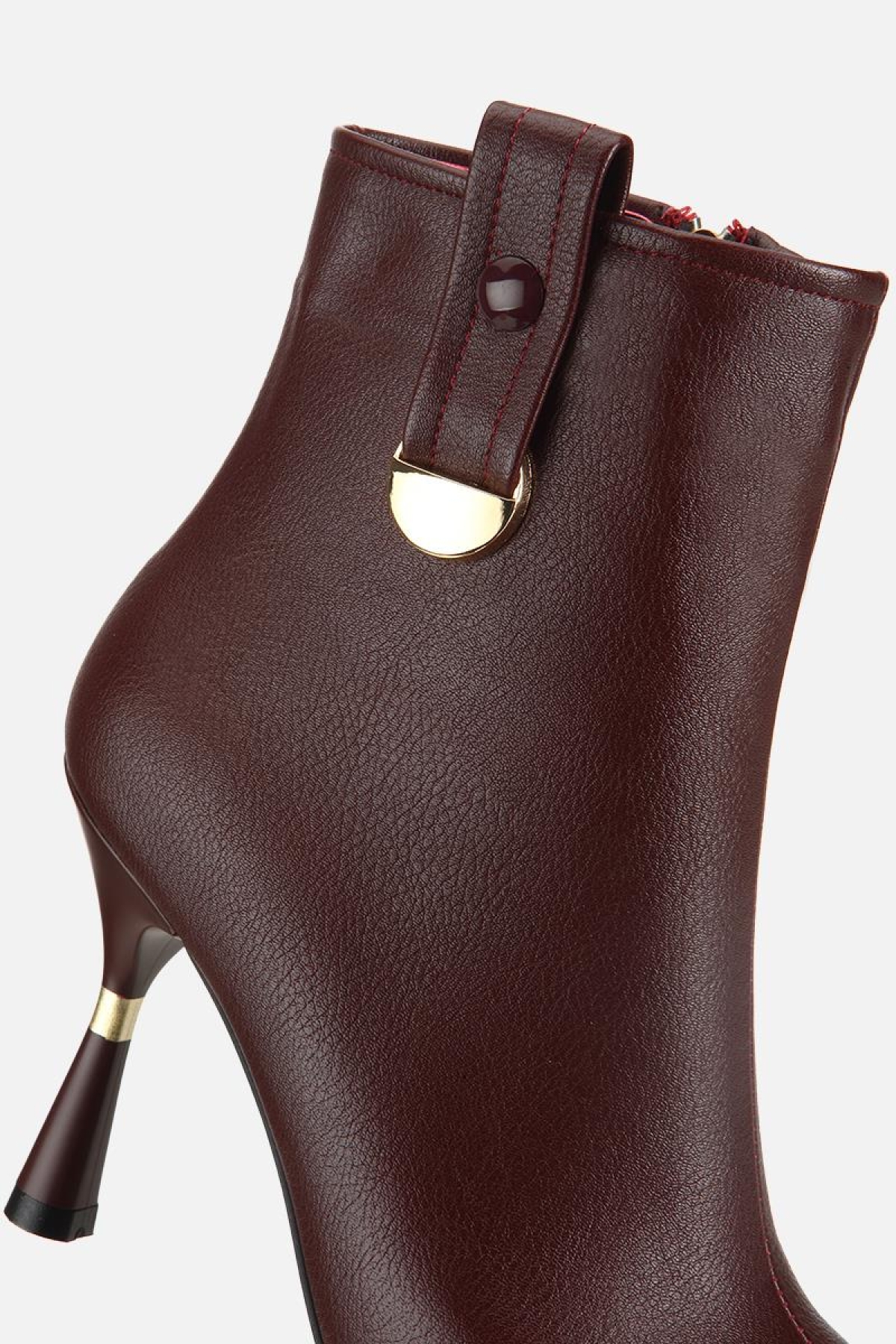 Yaya By Hotiç Yaya By Hotiç Kadın Bordo Dikiş Detaylı Gold Detaylı Tokalı İnce Topuklu Bot | Flo Bordo - 7. görsel