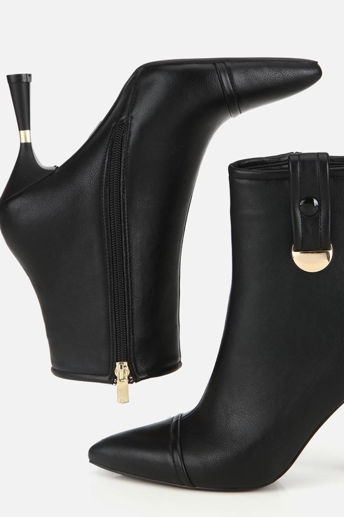 Yaya By Hotiç Yaya By Hotiç Kadın Siyah Dikiş Detaylı Gold Detaylı Tokalı İnce Topuklu Bot | Flo Siyah - 7. görsel