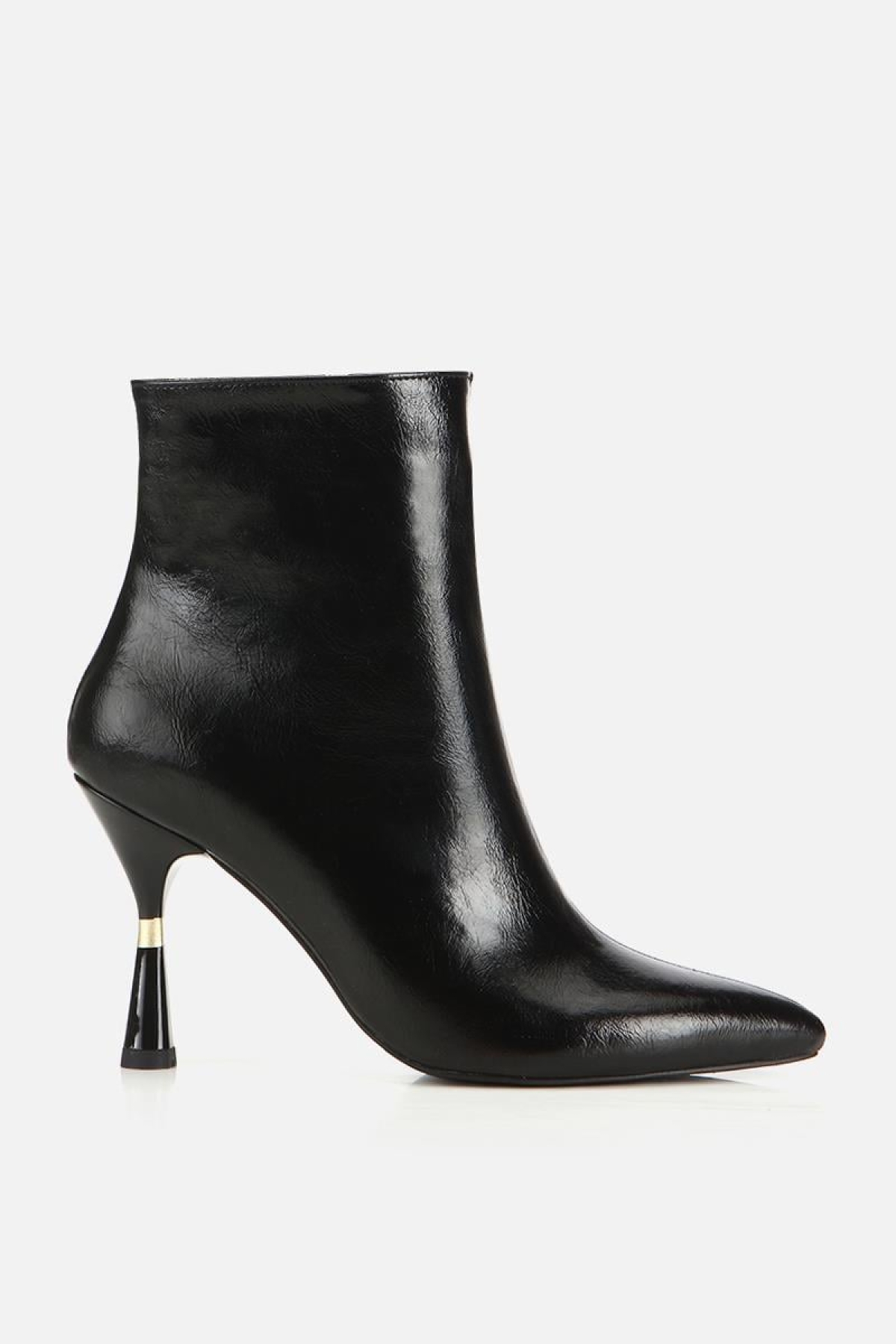 Kadın Siyah Gold Detaylı Sivri Burunlu İnce Topuklu Bot - Görsel 2