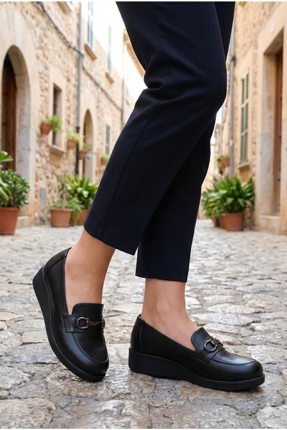 Fort Fort Siyah 1169 Rahat Hafif Kısa Dolgu Taban Günlük Loafer Kadın Ayakkabı Casual Ayakkabı | Flo Siyah - 4. görsel