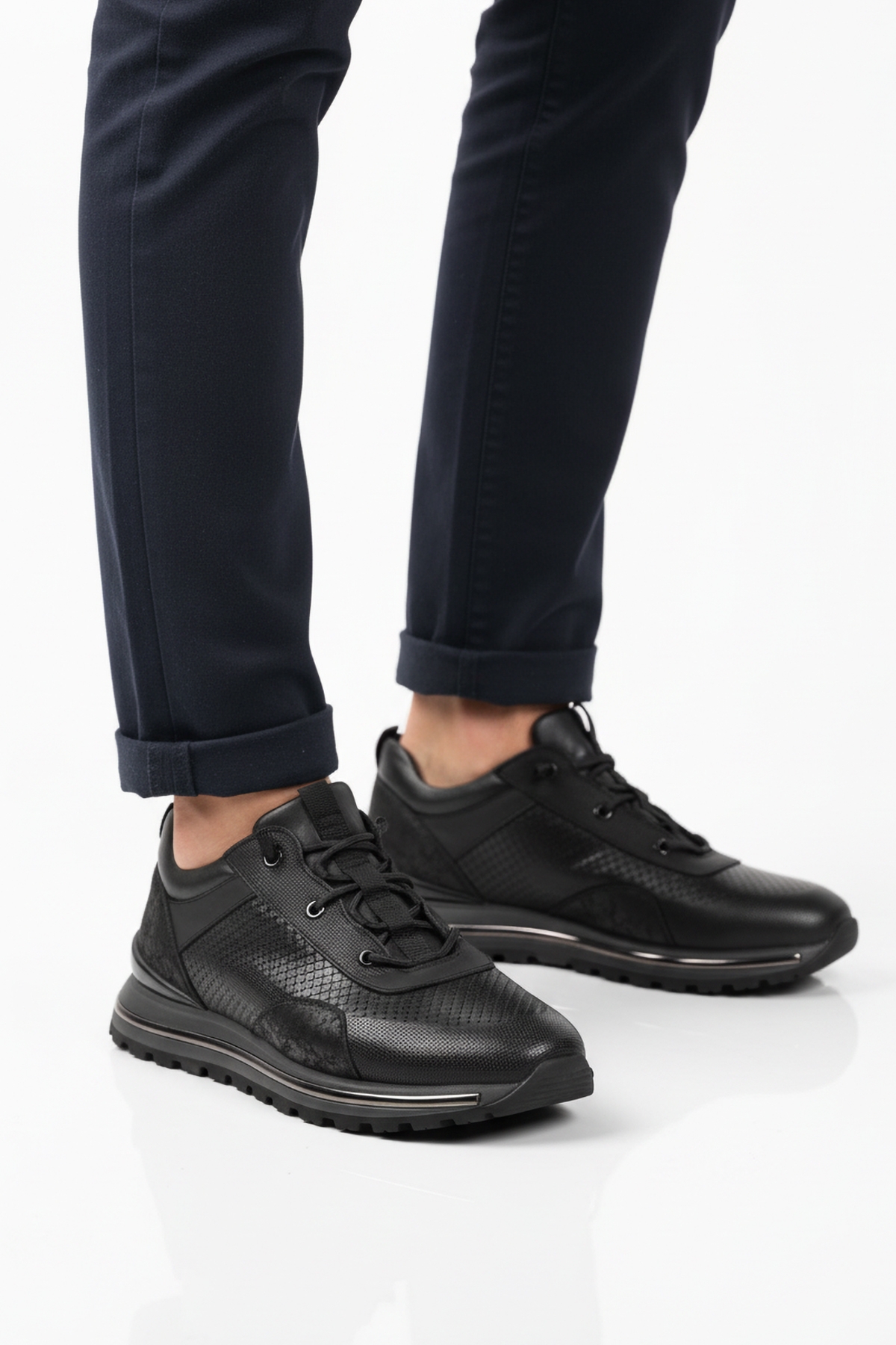 Voyager Voyager Siyah Hakiki Deri Lastik Bağcıklı Erkek Casual Ayakkabı | Flo Siyah - 2. görsel