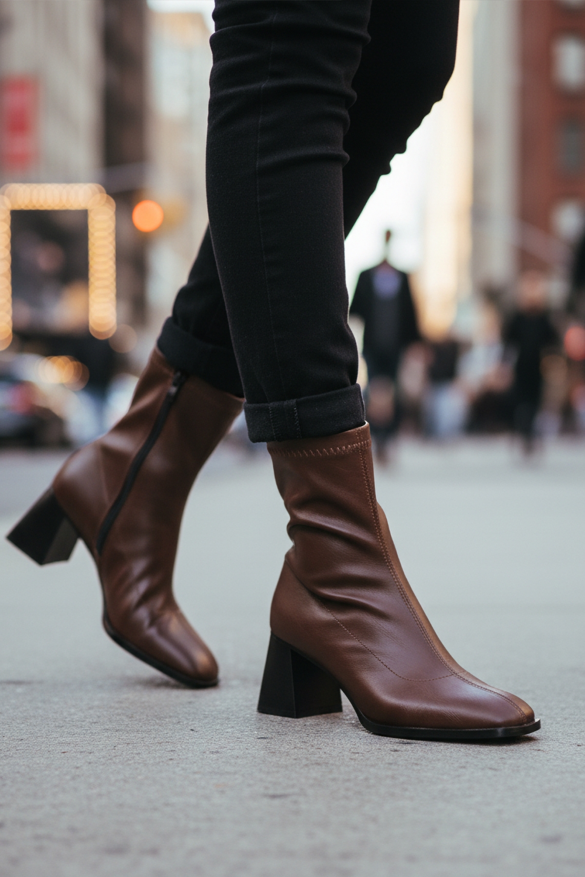 Aspor Kahve Polarlı Fermuarlı Streç Kadın Topuklu Bot - Görsel 4