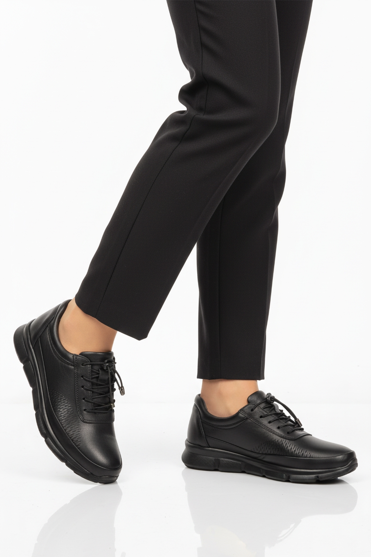 A Spor A Spor Aspor Siyah Hakiki Deri Ortopedik Kadın Casual Ayakkabı | Flo Siyah - 2. görsel