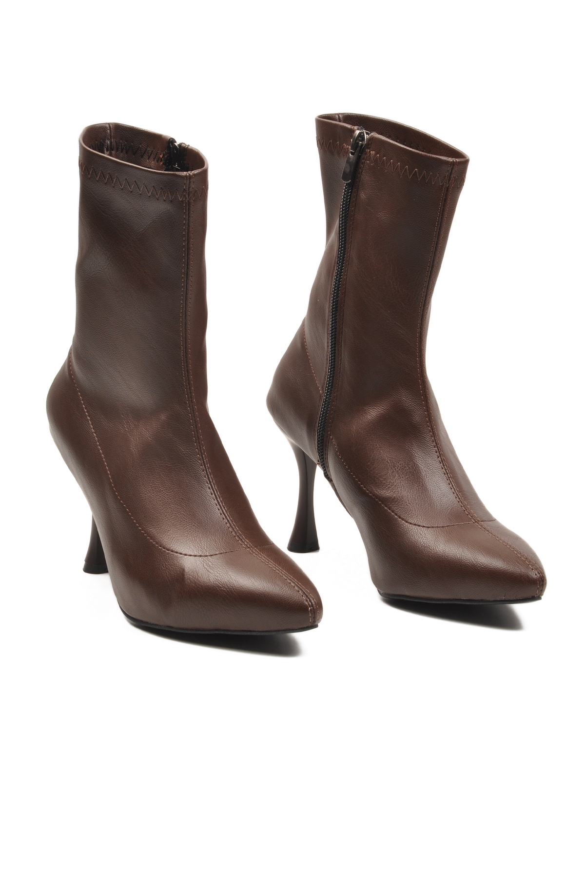 A Spor A Spor Kahverengi Aspor Kahve Fermuarlı Kadın Topuklu Bot | Flo Kahverengi - 4. görsel