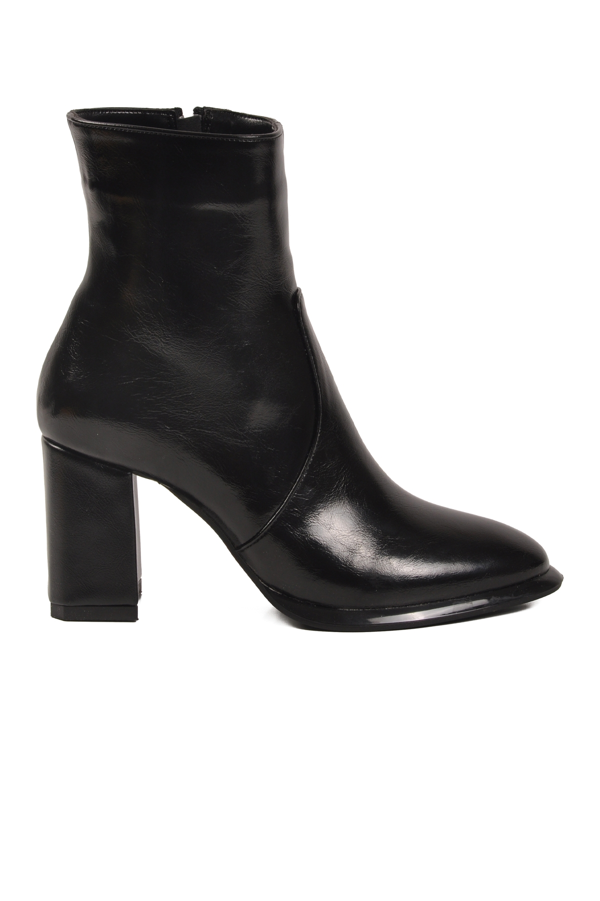 Ventes Ventes Siyah Kırışık Polarlı Fermuarlı Kadın Topuklu Bot | Flo Siyah - 2. görsel